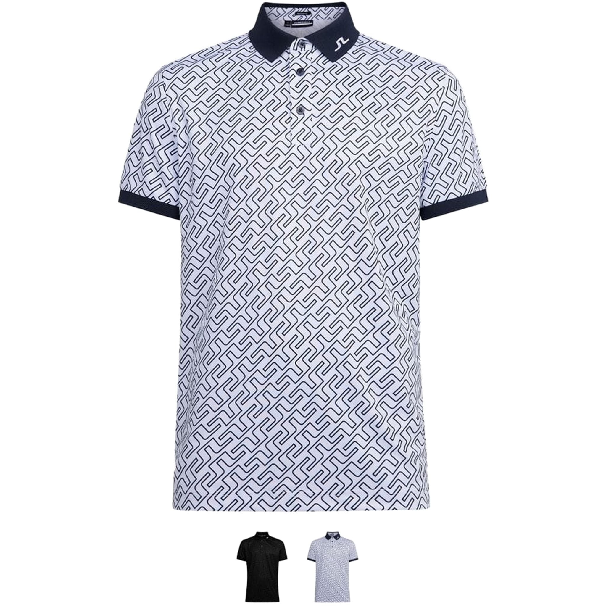 Polo imprimé J. Lindeberg M Tour Tech Reg Fit JL Navy Bridge Mono pour homme
