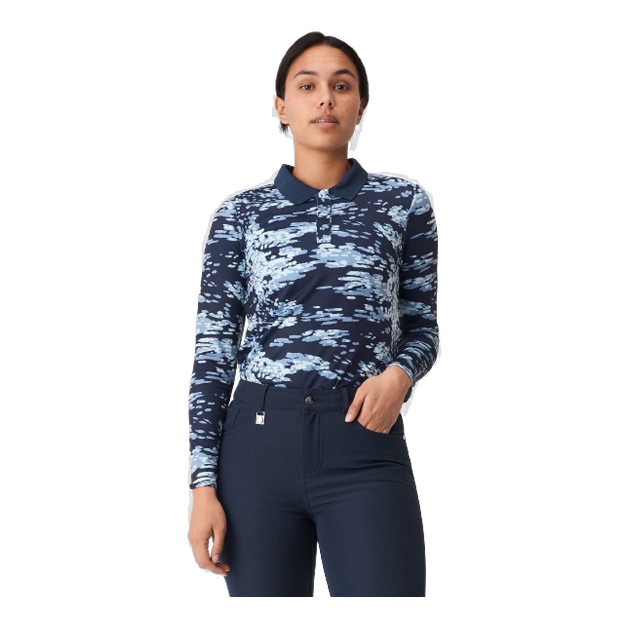 Polo Röhnisch W Sia manches longues bleu marine/camouflage femme