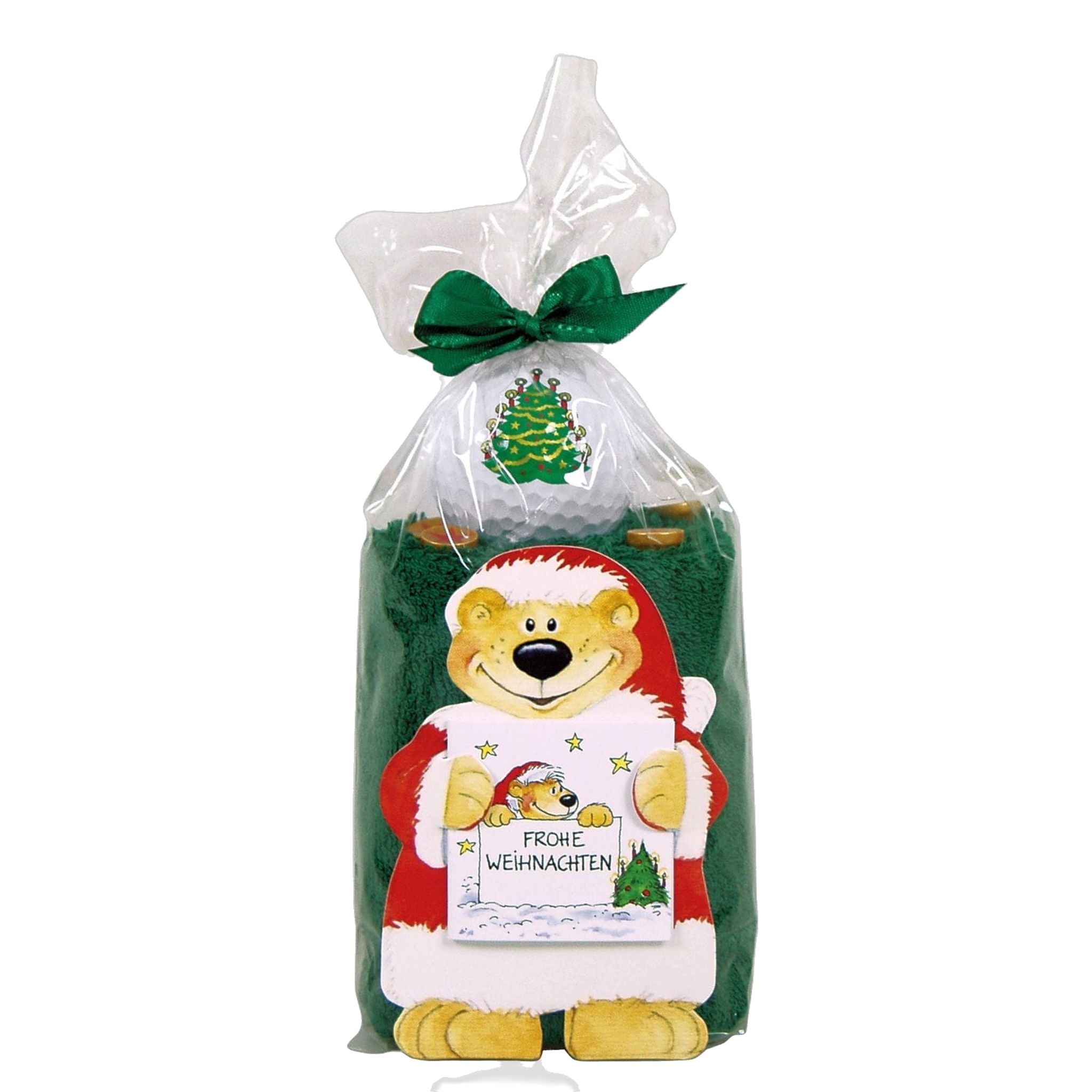 Coffret cadeau Sportiques Golf : Rouleau de tissu pour caddie, sapin de Noël (balles, fourche et marque-balles)