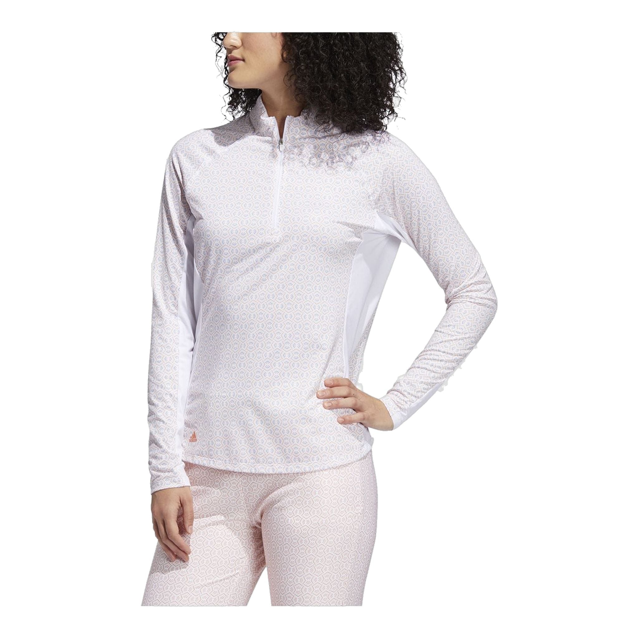 Polo Adidas W Aeroready UPF50 manches longues blanc/orange pour femme