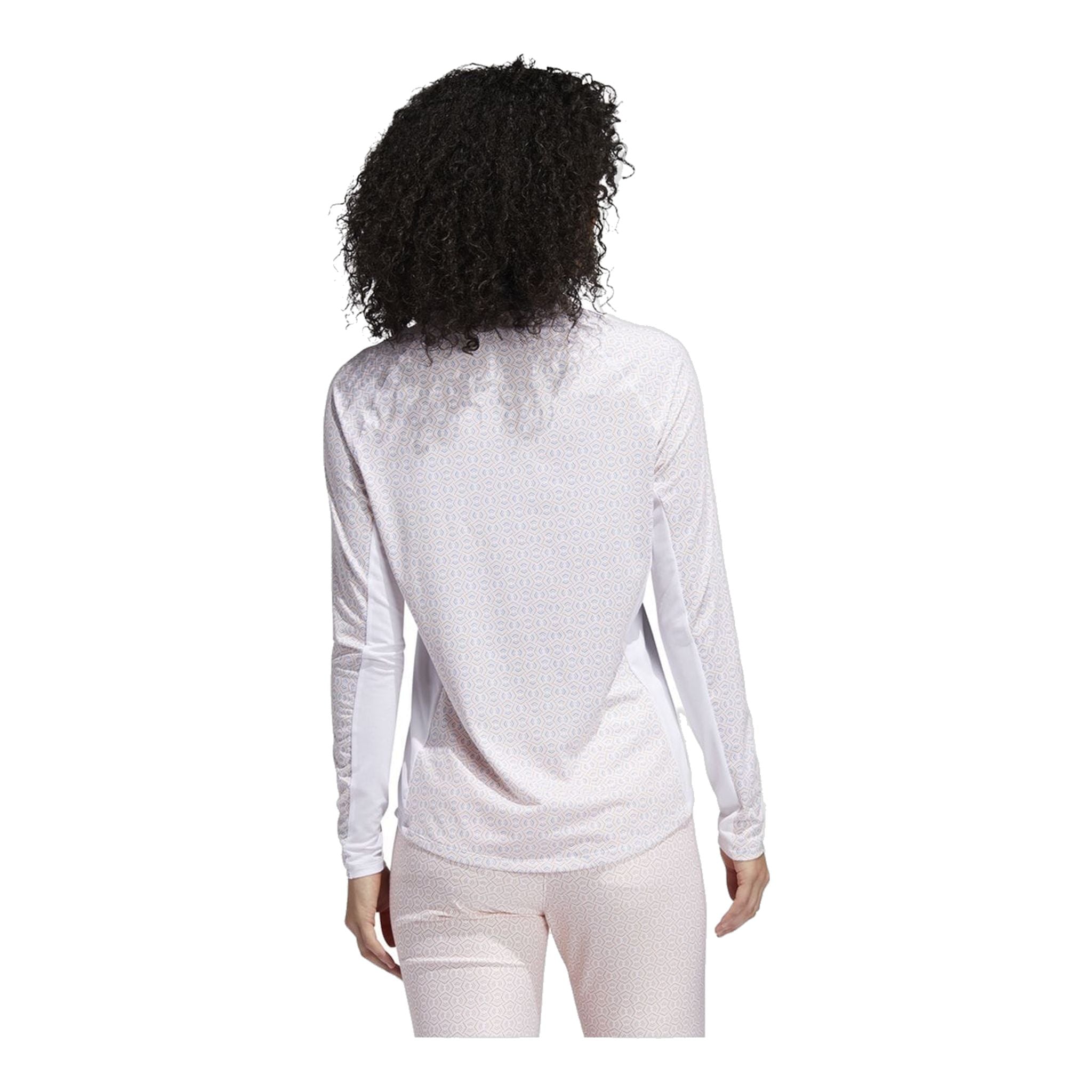 Polo Adidas W Aeroready UPF50 manches longues blanc/orange pour femme