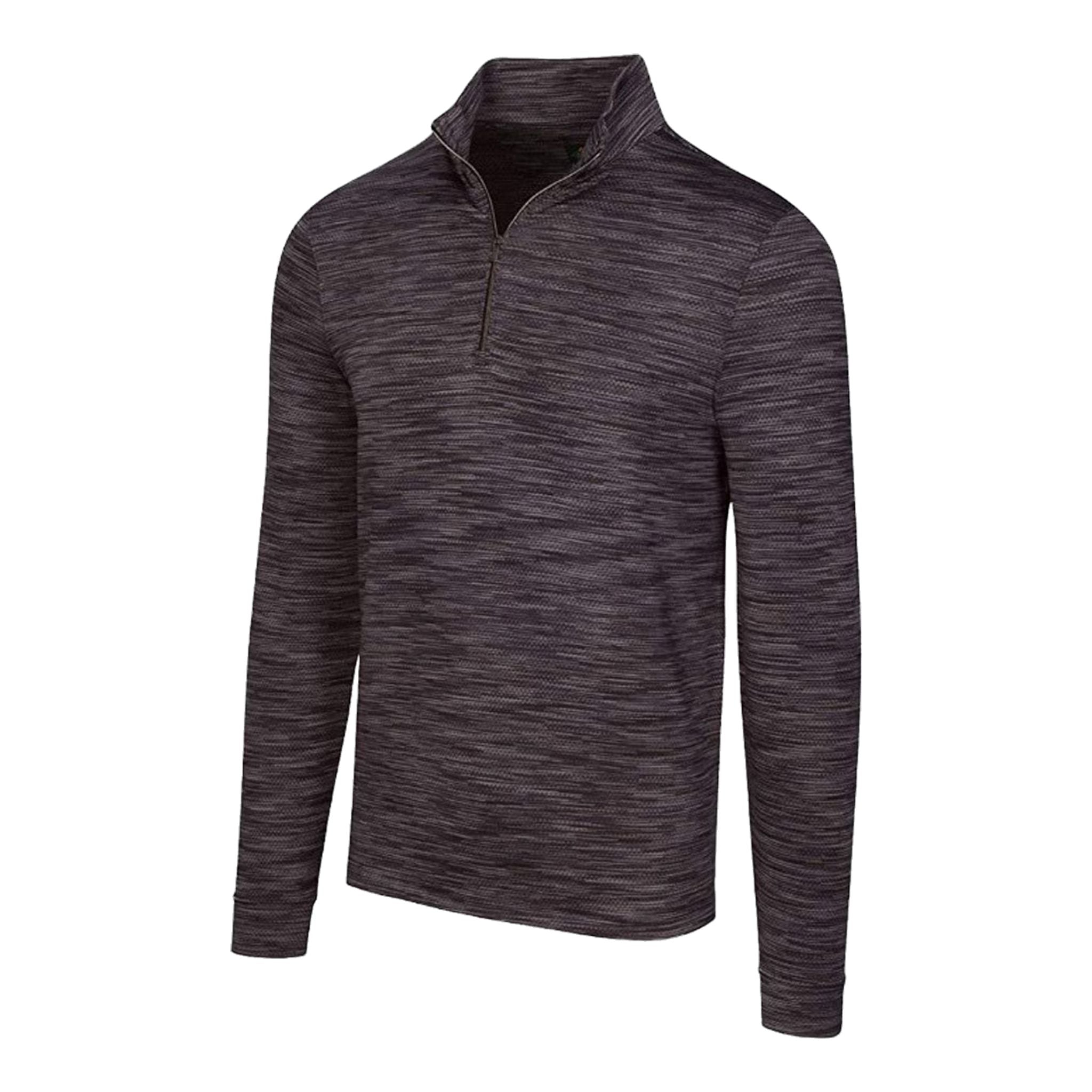 Pull Greg Norman en maille chinée à manches longues et fermeture éclair 1/4, noir, homme