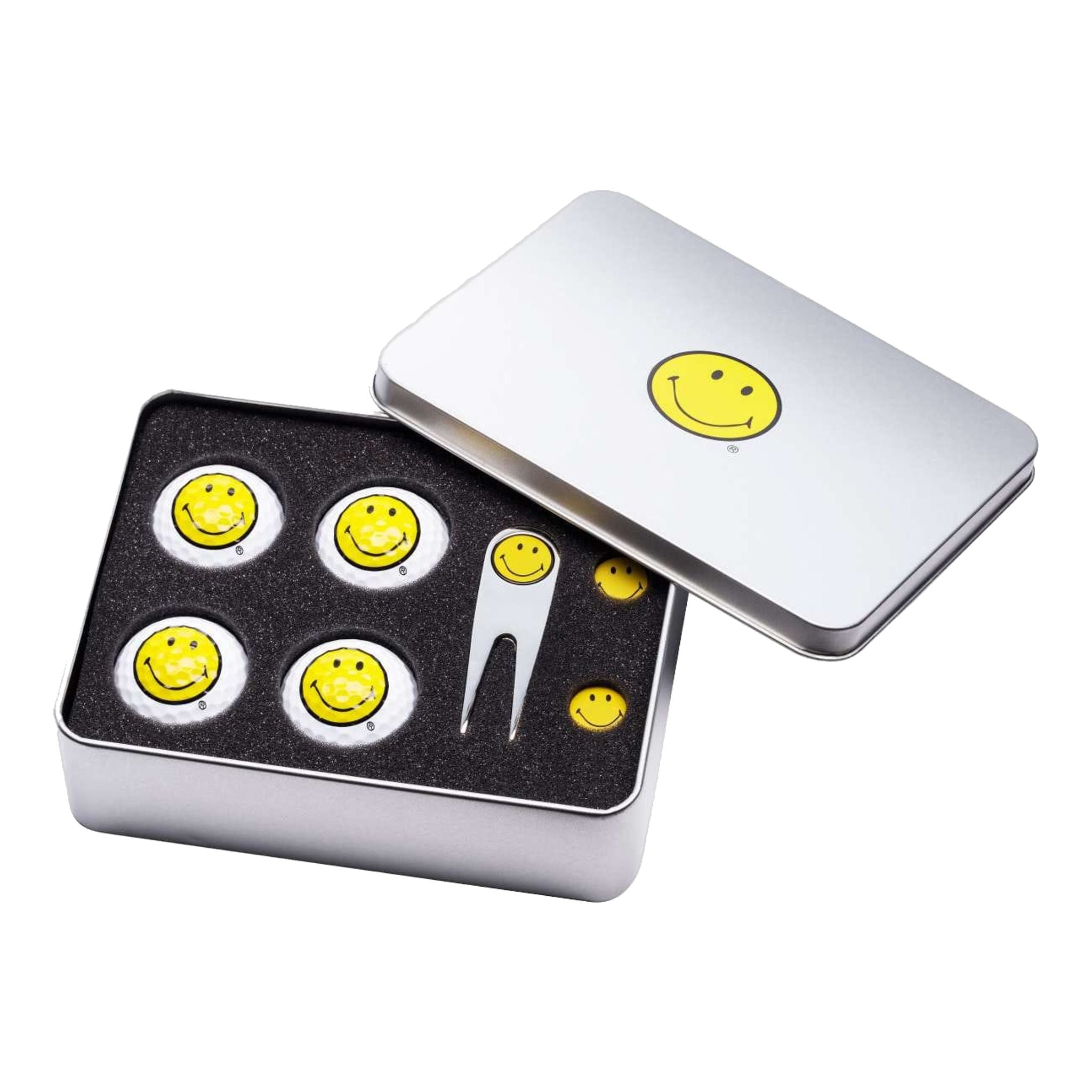 Coffret cadeau Sportiques Golf Gifts Smiley (balles, fourche et marque-balles)