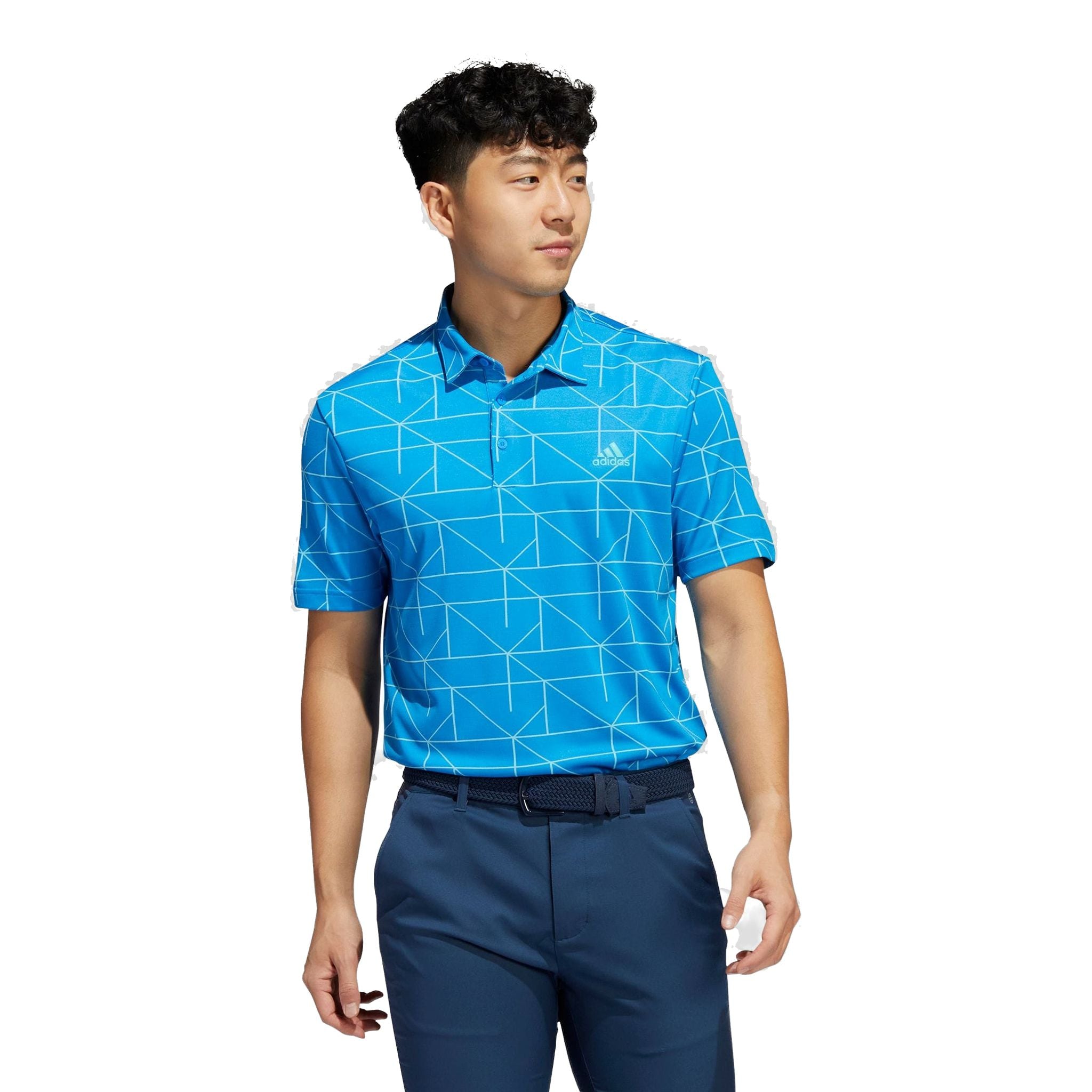 Polo Adidas M à lignes jacquard, bleu vif/semi-menthe vif, homme