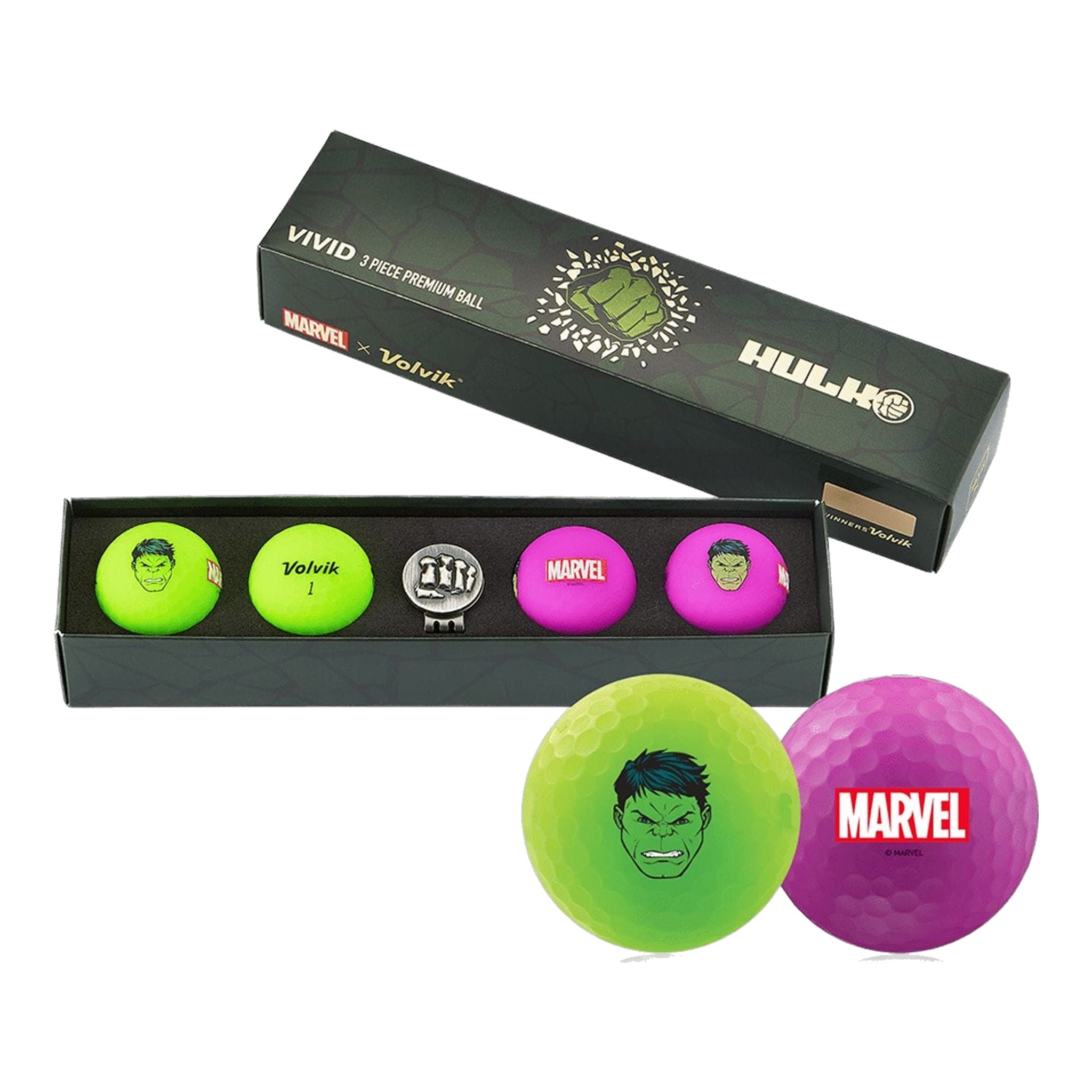 Volvik GB VOLVIK MARVEL HULK 2.0 4 pièces + 1 marqueur de balle