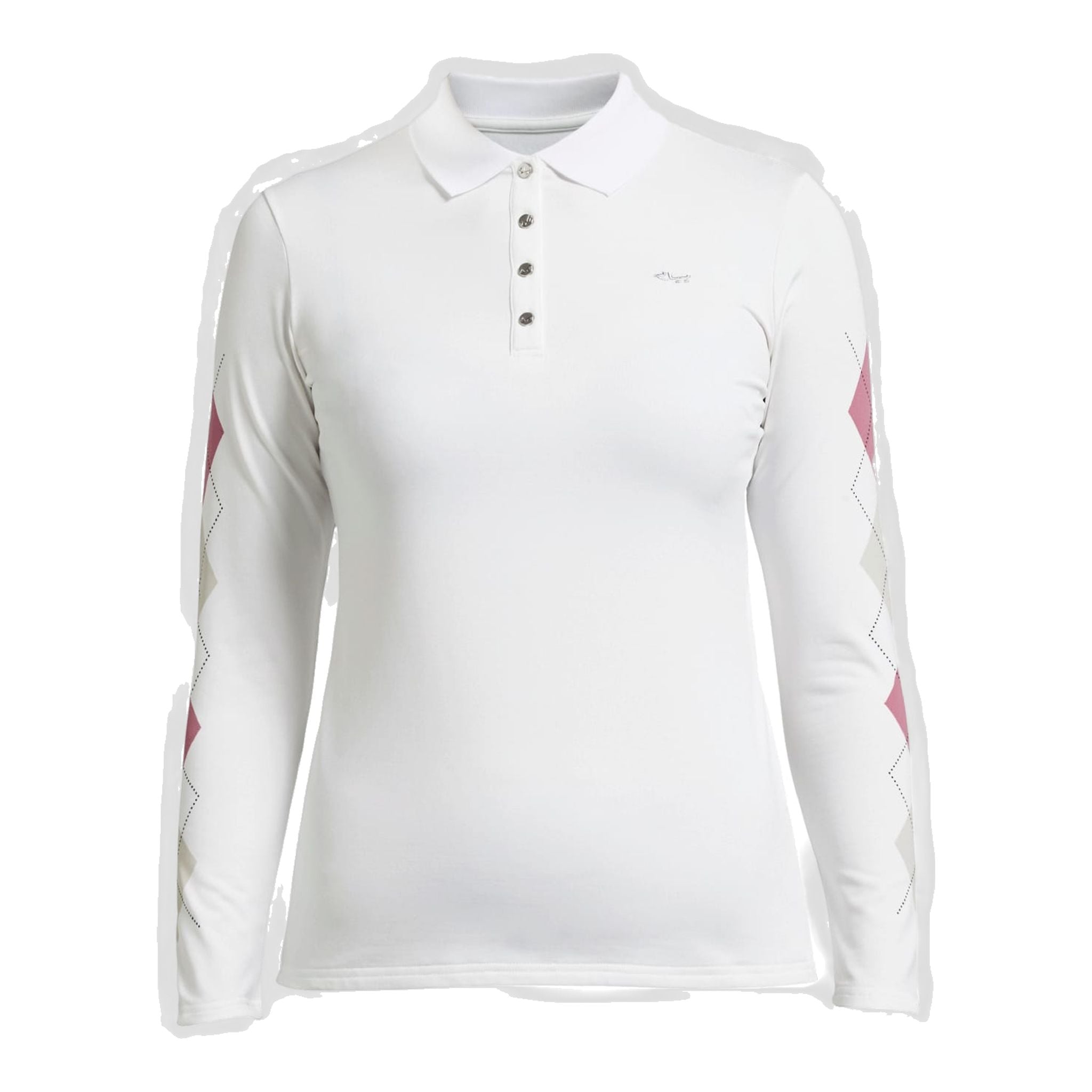 Polo Röhnisch à losanges, manches longues, blanc cassé, femme