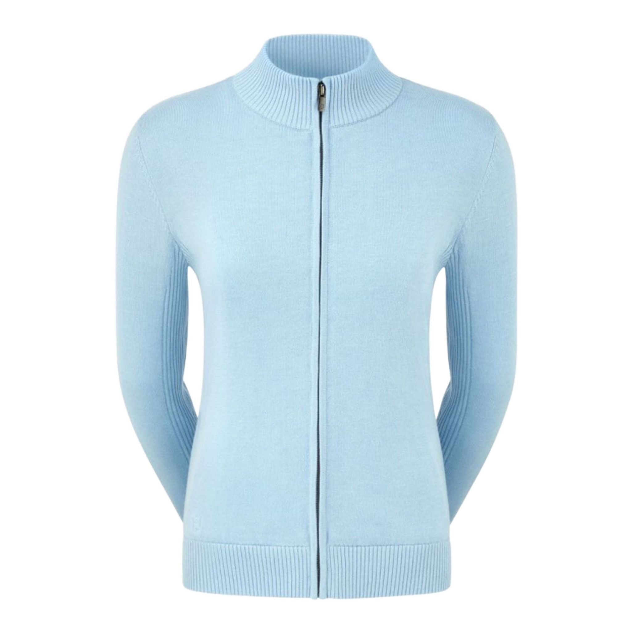 Pull Footjoy W en laine mélangée, doublé et zippé, bleu ciel, femme