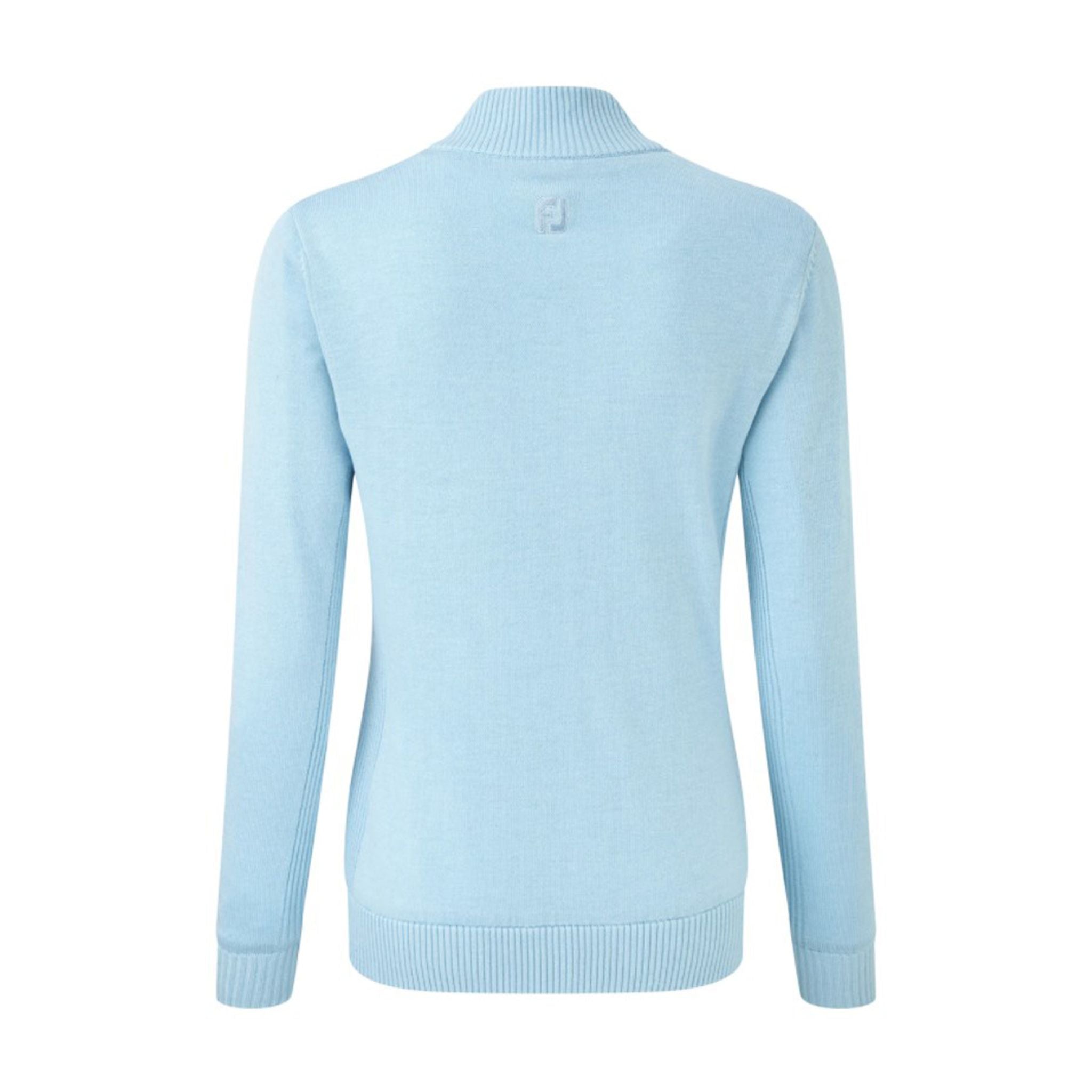 Pull Footjoy W en laine mélangée, doublé et zippé, bleu ciel, femme