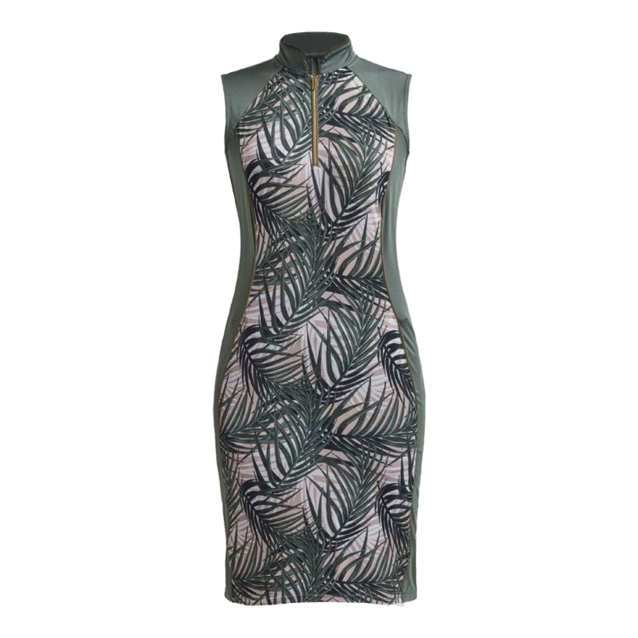 Robe Röhnisch noire à palmiers et rose pâle pour femme