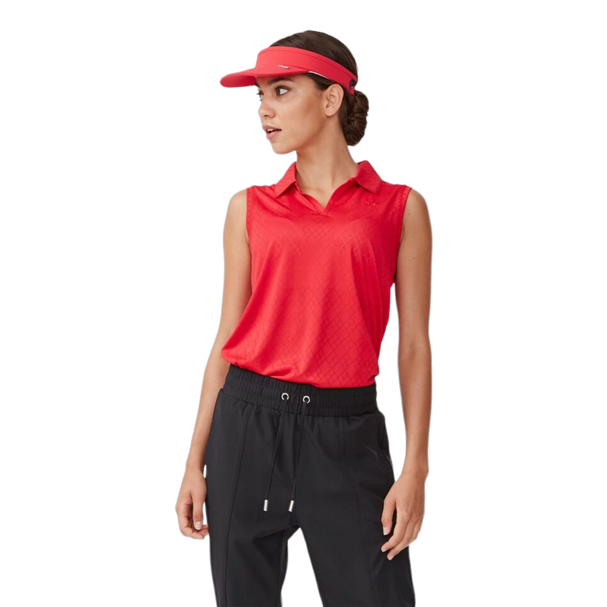 Polo Röhnisch à losanges sans manches rouge pour femme