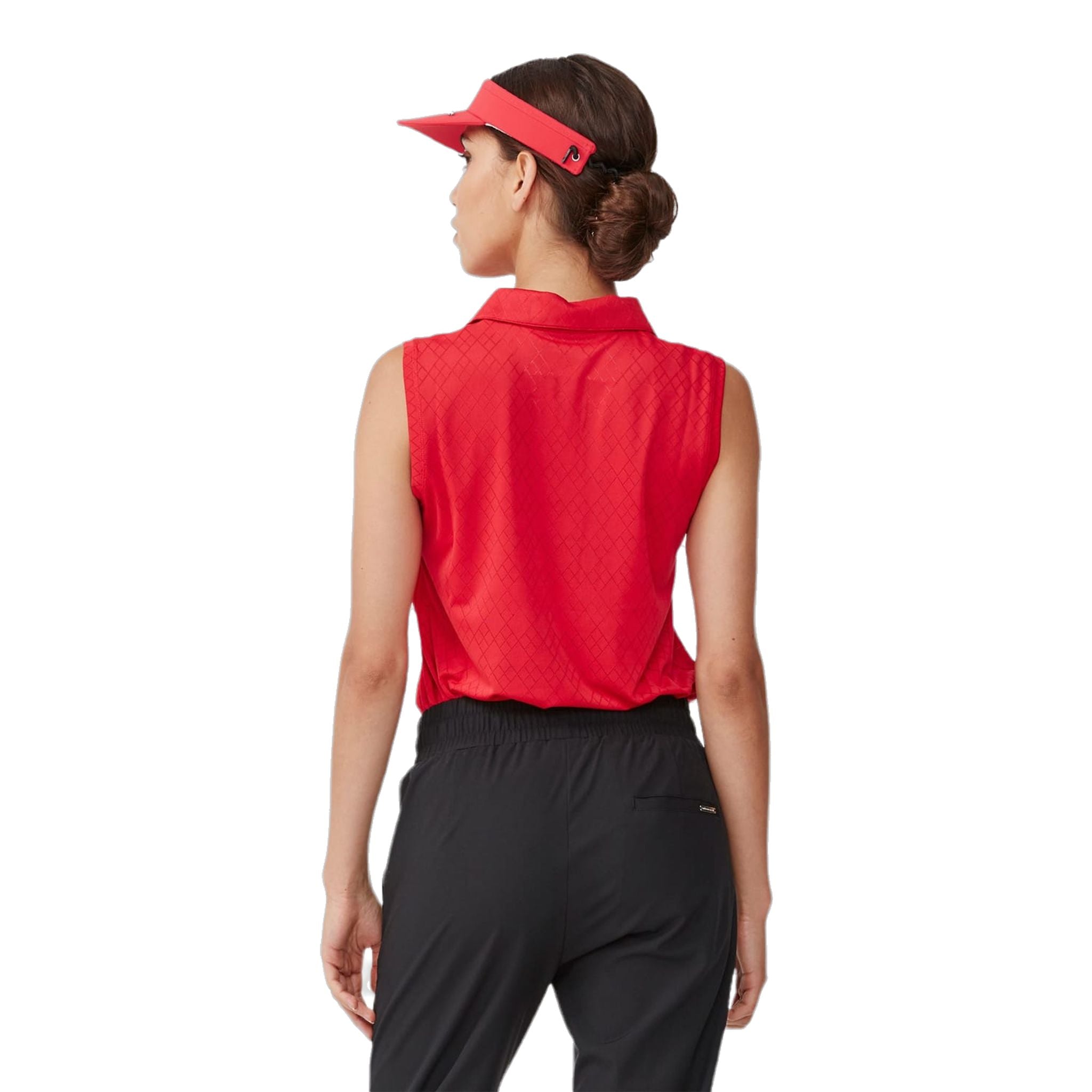 Polo Röhnisch à losanges sans manches rouge pour femme