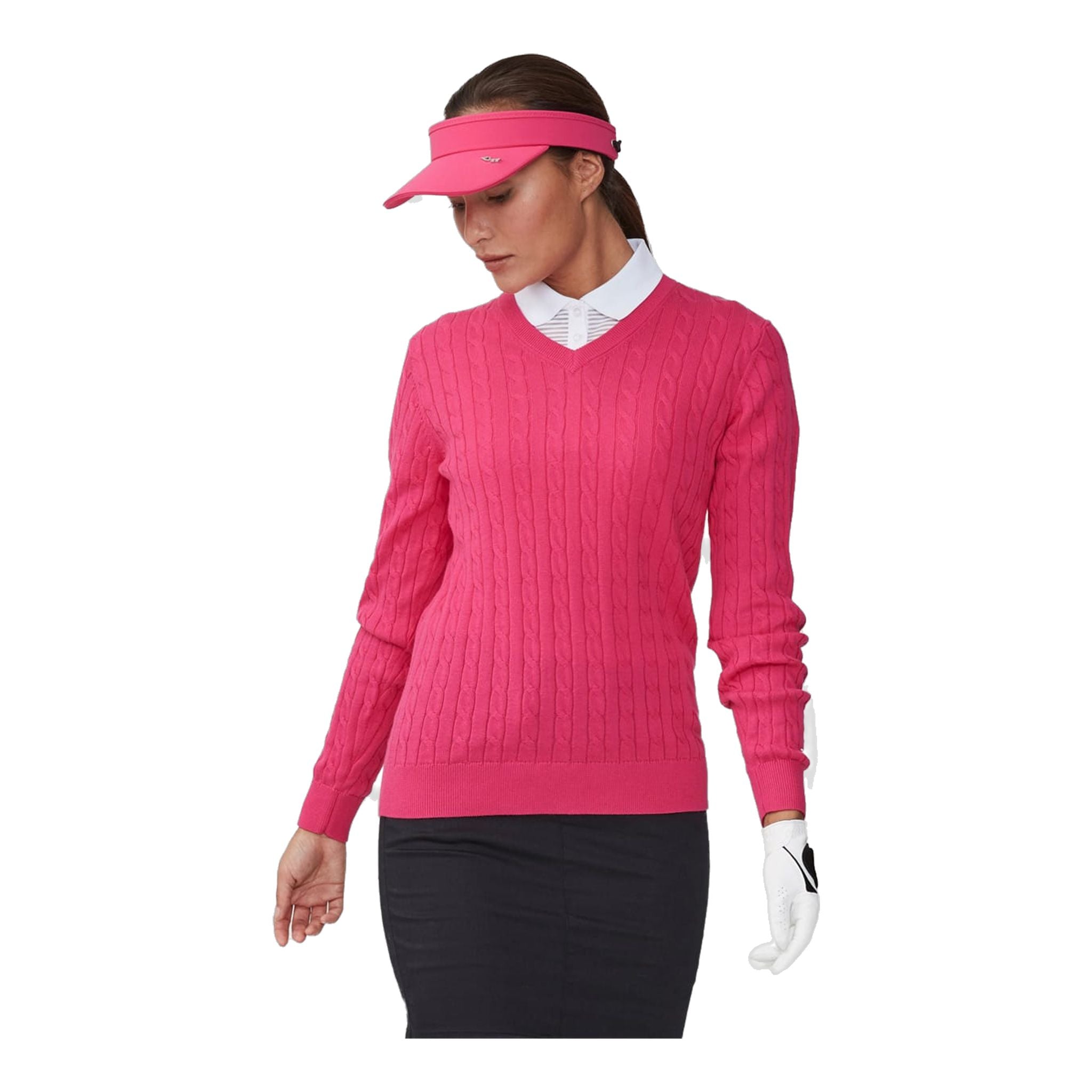 Pull Röhnisch à torsades fuchsia pour femme