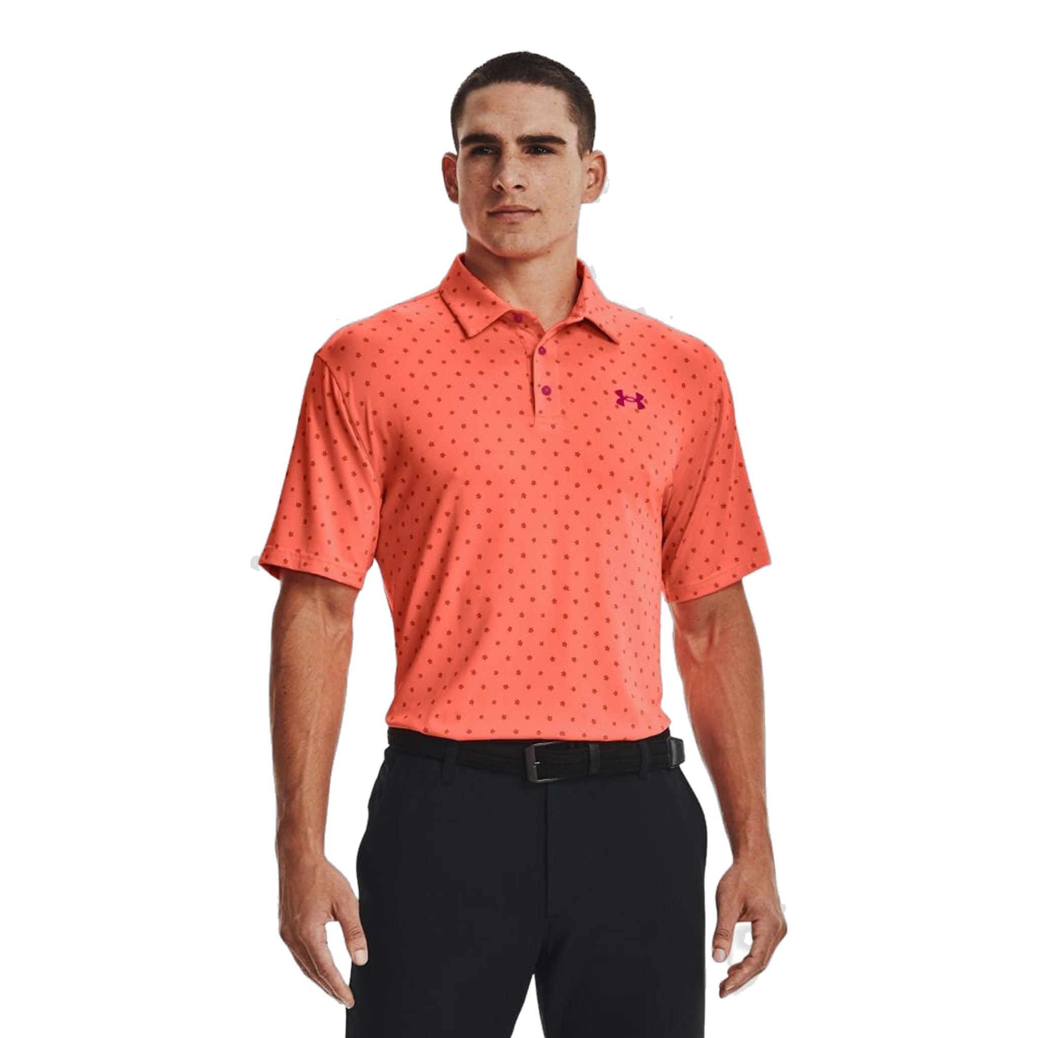 Polo Under Armour Playoff 2.0 Electric Tangerine/Knock Out pour homme