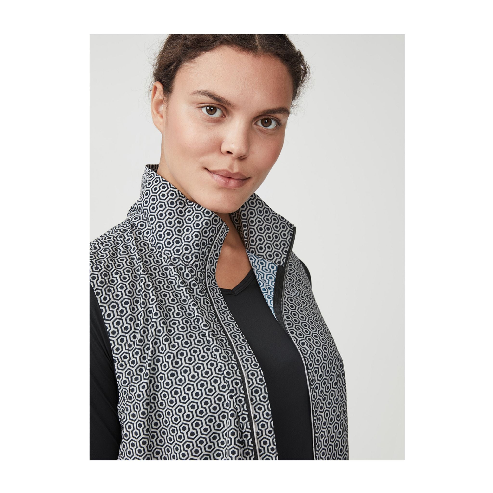 Gilet coupe-vent Röhnisch Pocket Geo Comb noir pour femme