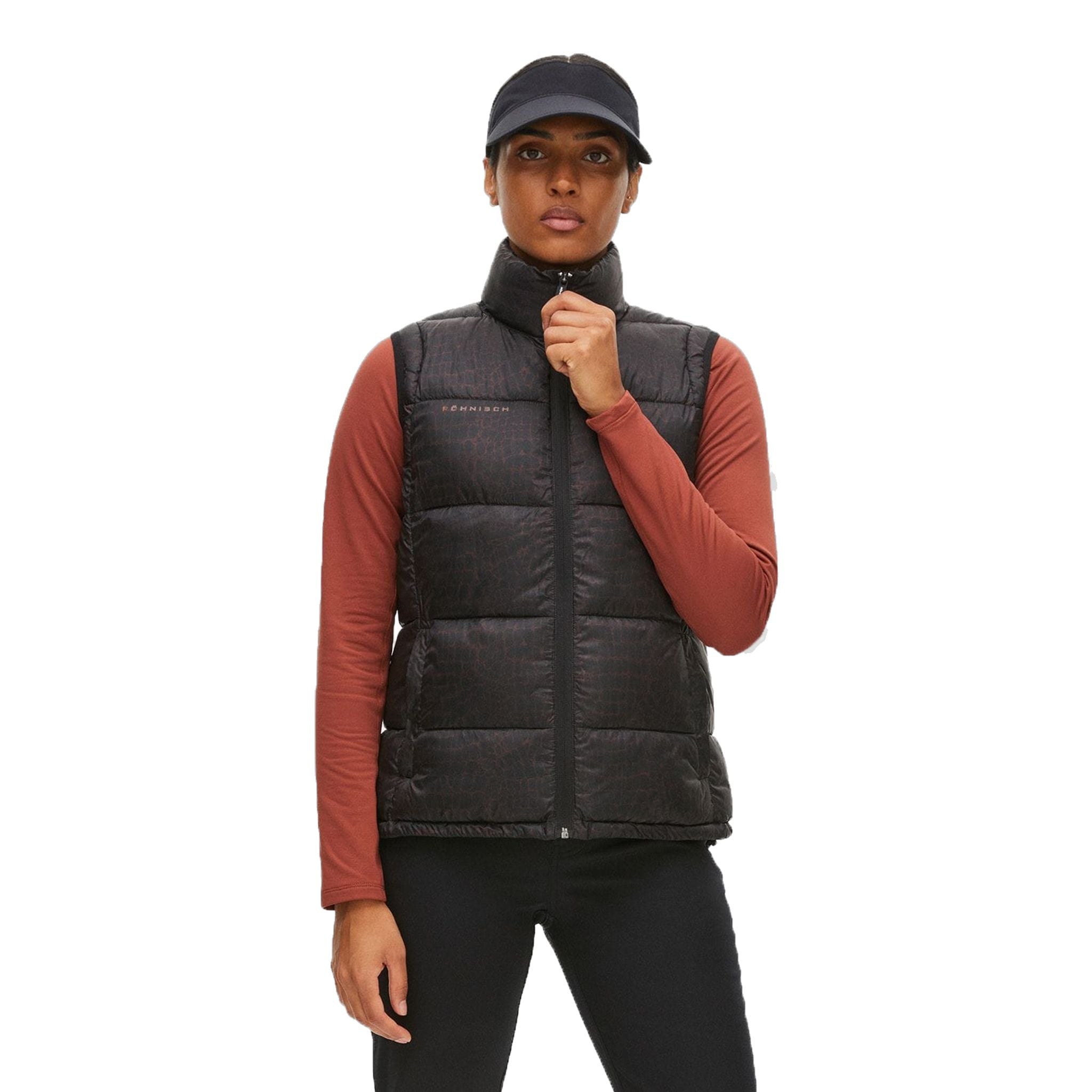 Gilet de golf Röhnisch Avery marron effet croco pour femme