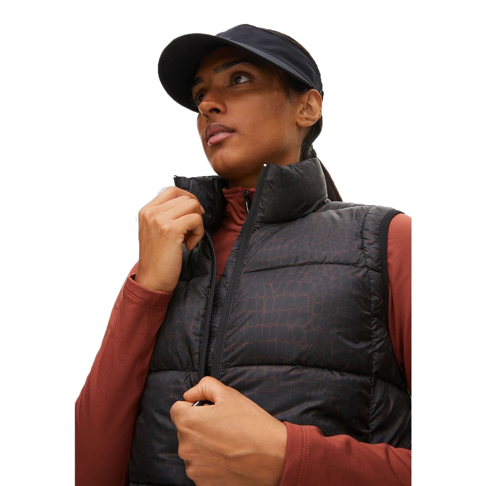 Gilet de golf Röhnisch Avery marron effet croco pour femme