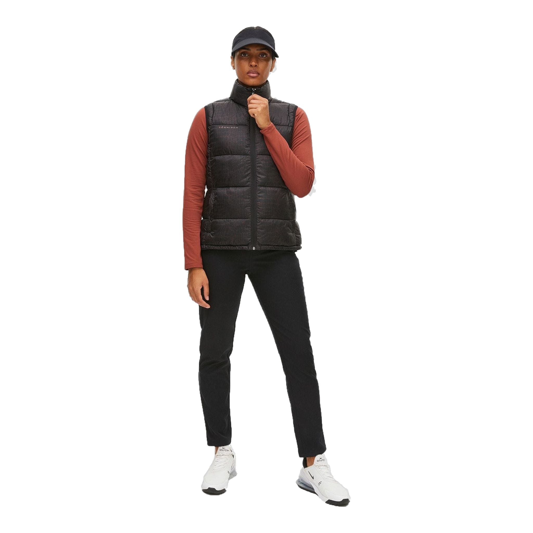 Gilet de golf Röhnisch Avery marron effet croco pour femme