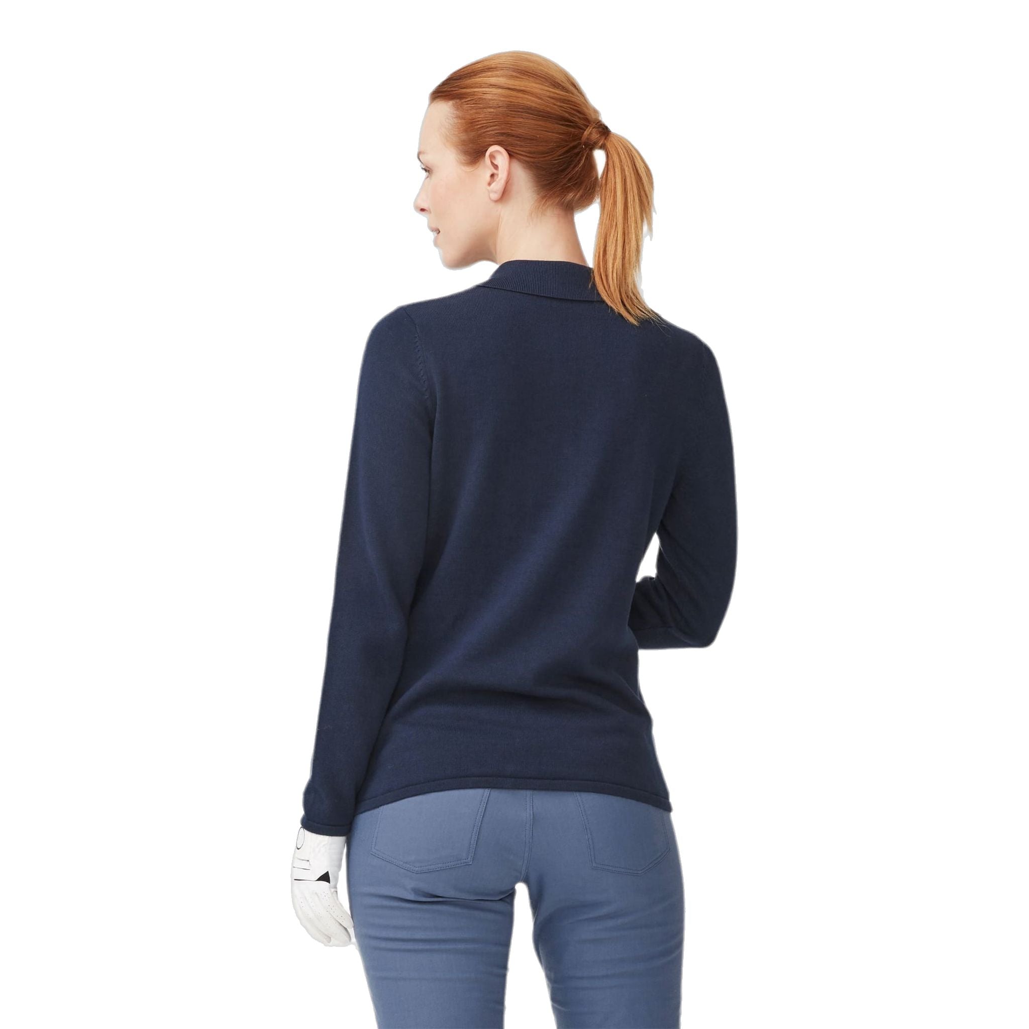 Polo Röhnisch à manches longues en maille bleu marine pour femme