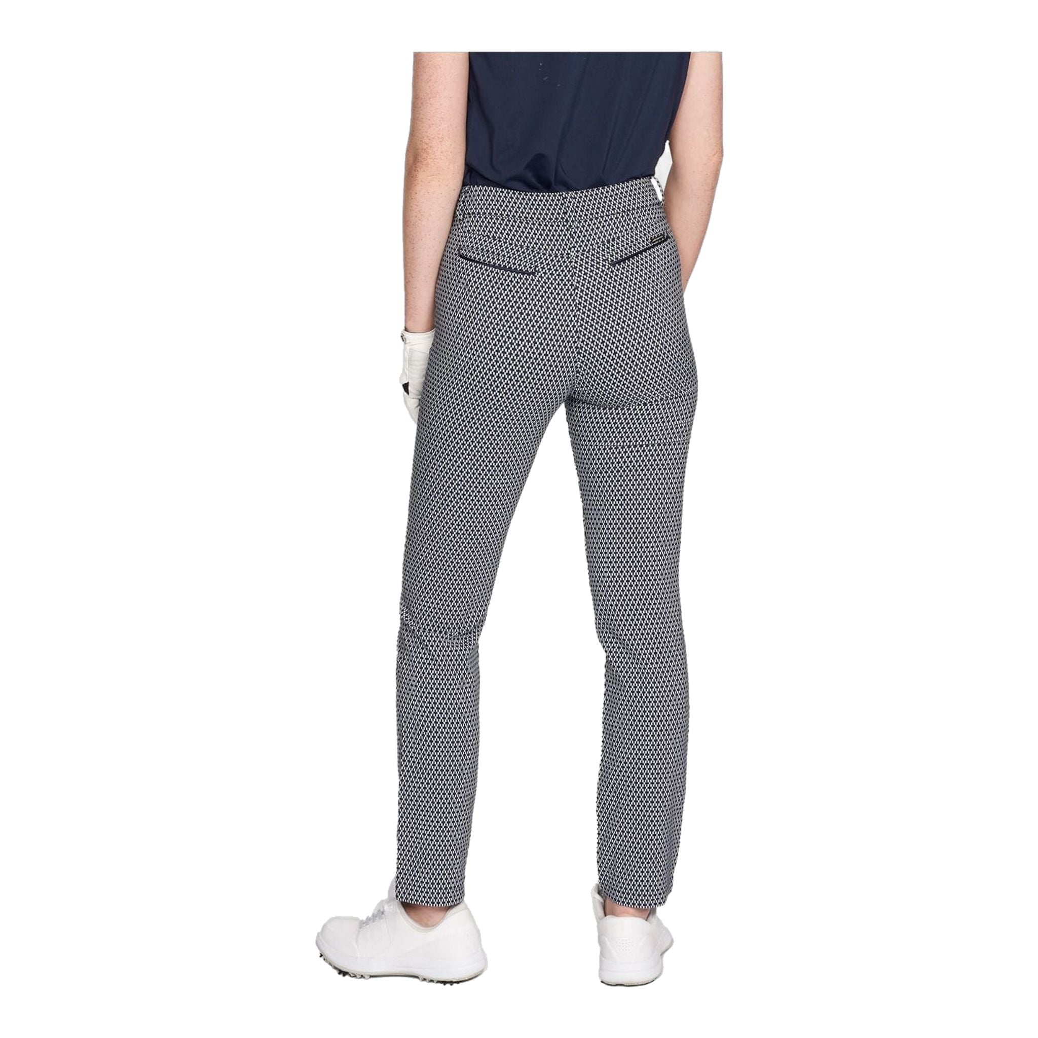 Pantalon de golf lisse Röhnisch bleu marine à carreaux effet brume pour femme
