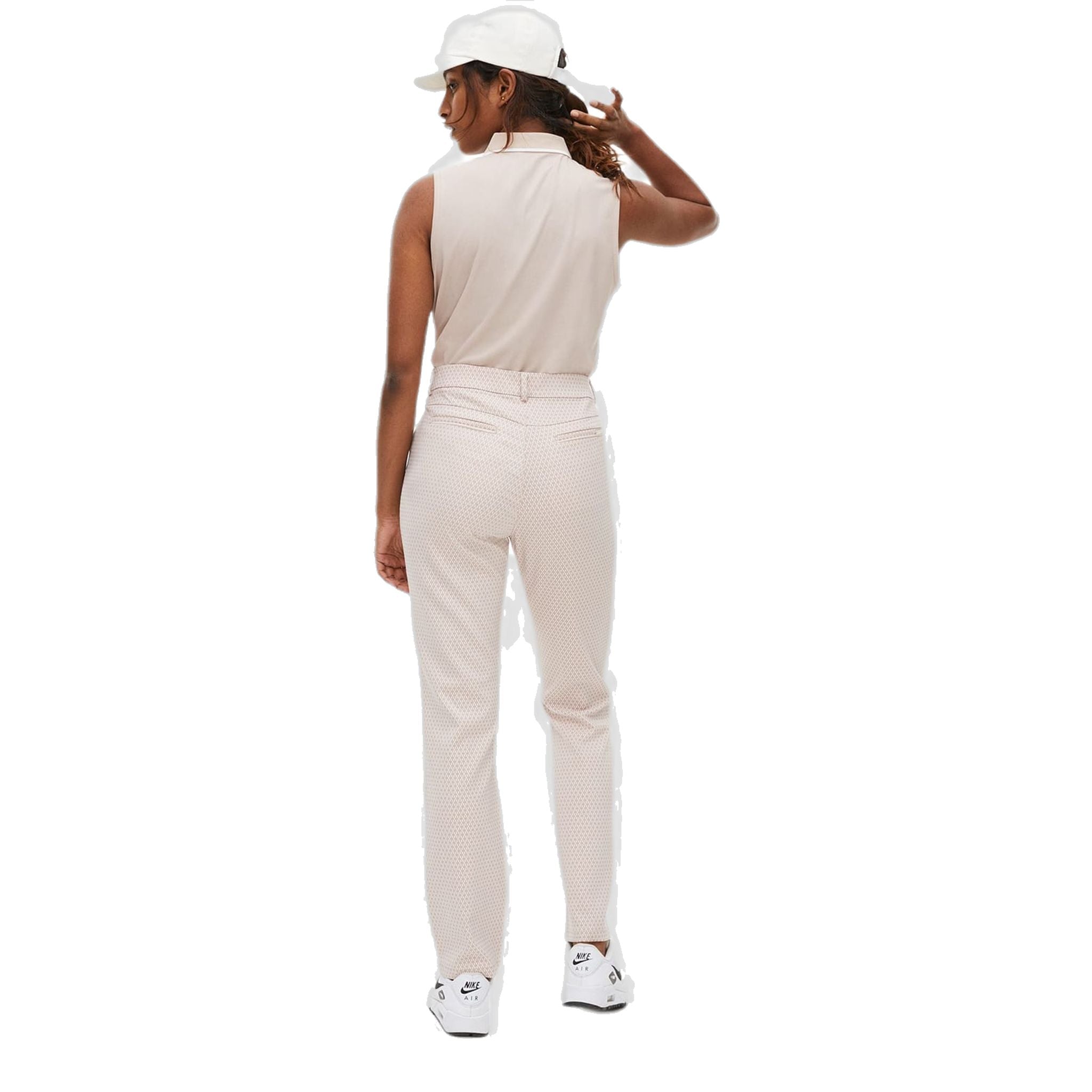 Pantalon de golf lisse Röhnisch à carreaux champignon/blanc pour femme