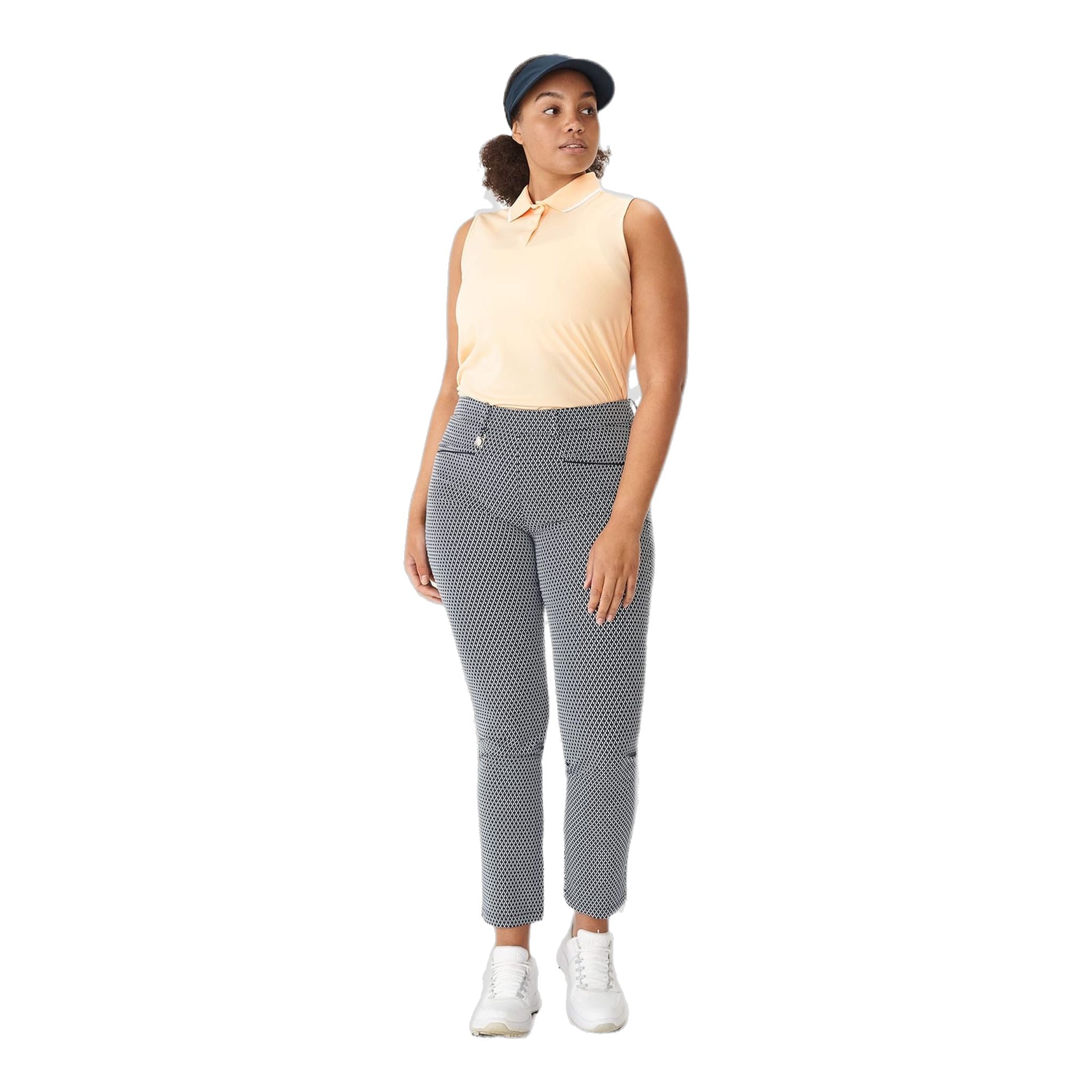 Pantalon de golf lisse Röhnisch bleu marine à carreaux effet brume pour femme