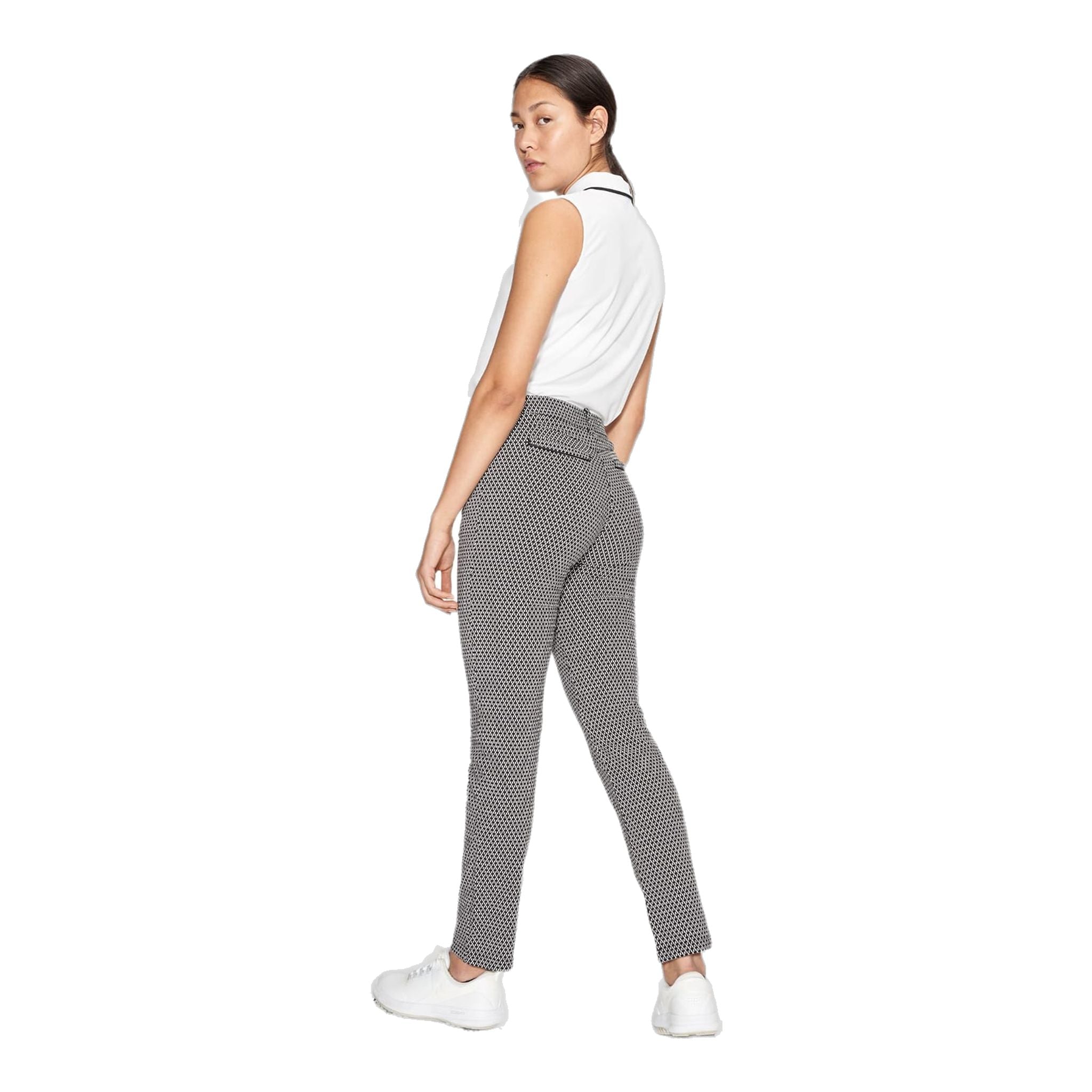 Pantalon de golf lisse Röhnisch à carreaux noirs et blancs pour femme