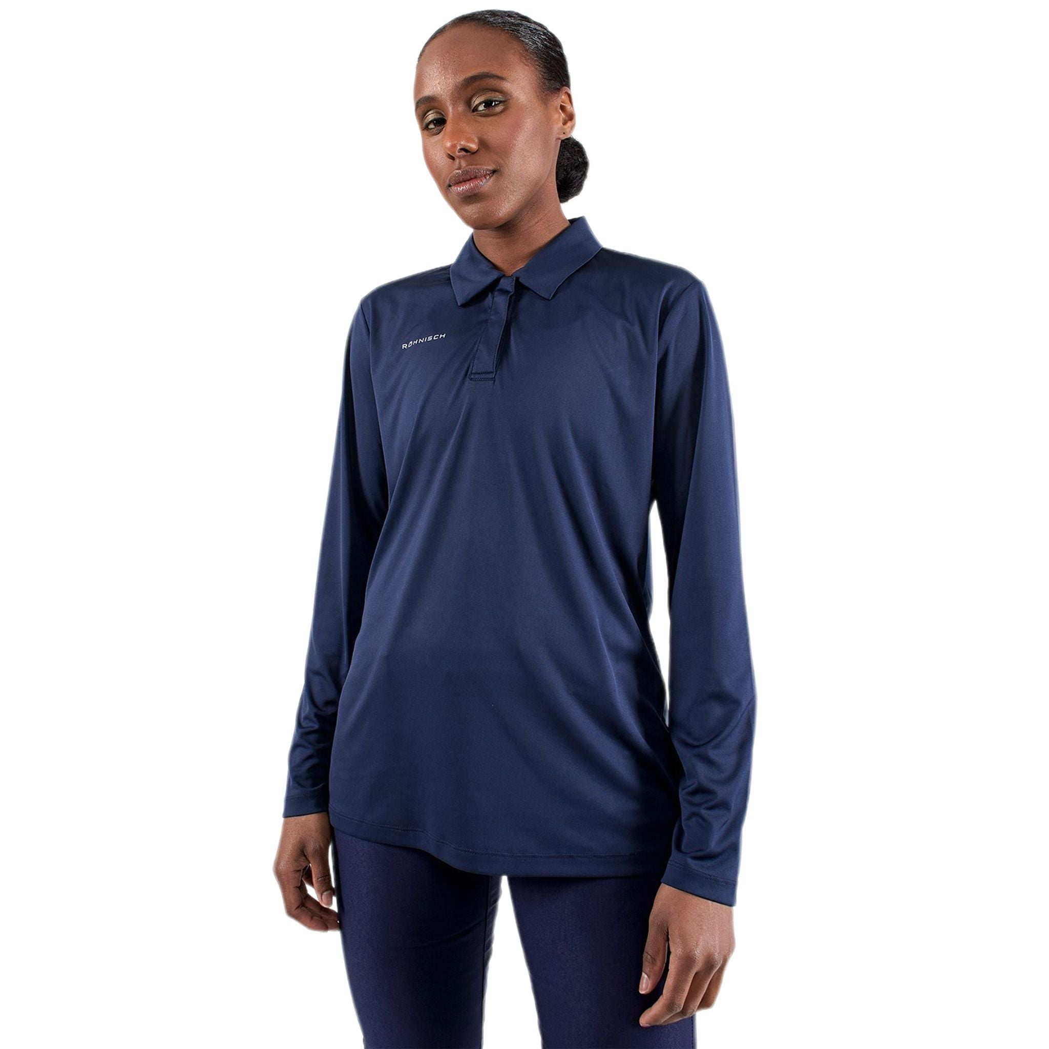 Polo de golf Röhnisch Lynn à manches longues bleu marine pour femme