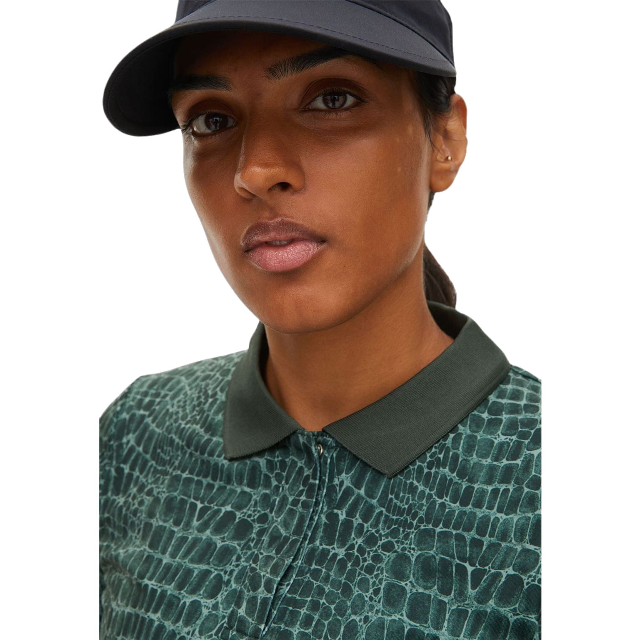 Polo de golf Röhnisch Sia à manches longues vert croco pour femme