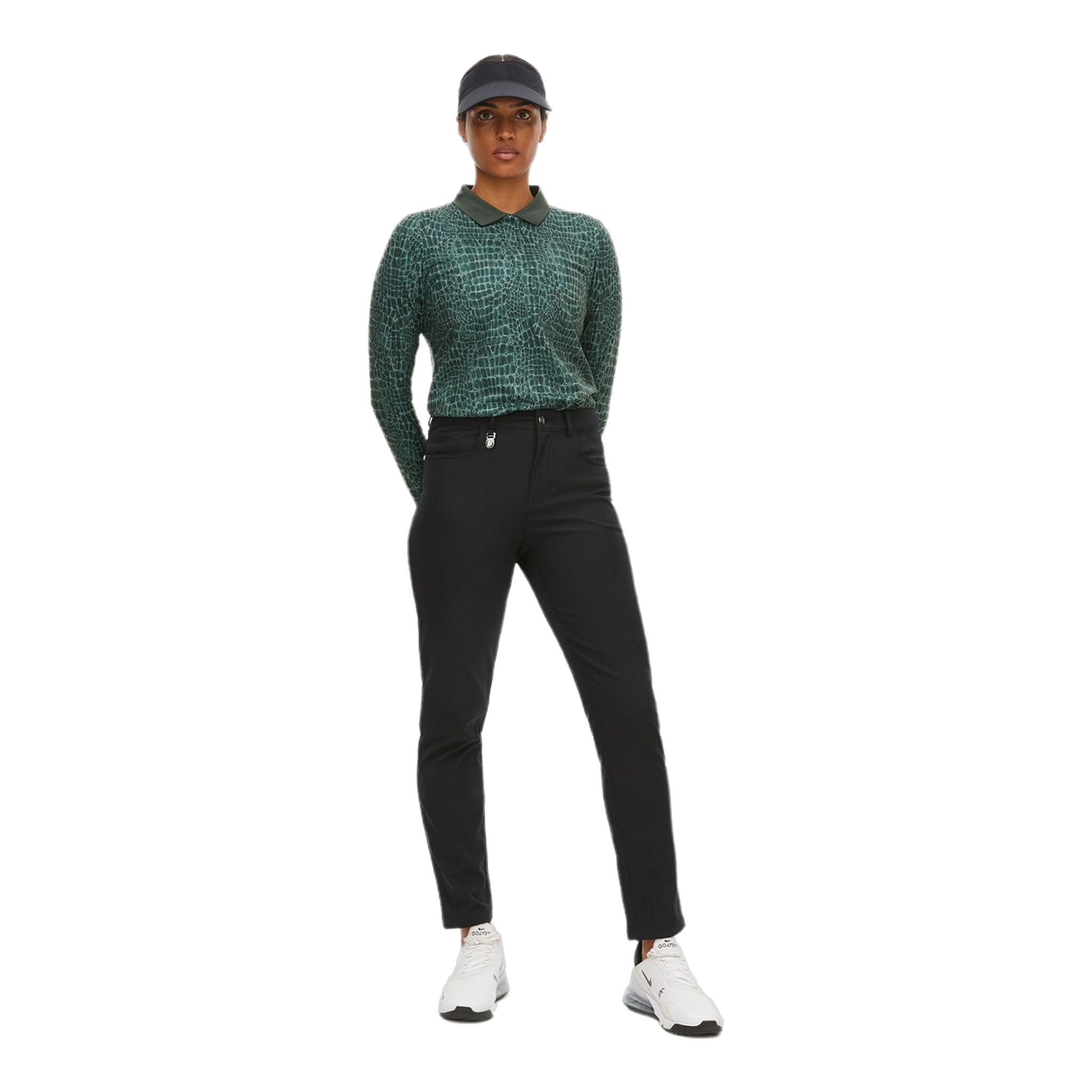 Polo de golf Röhnisch Sia à manches longues vert croco pour femme