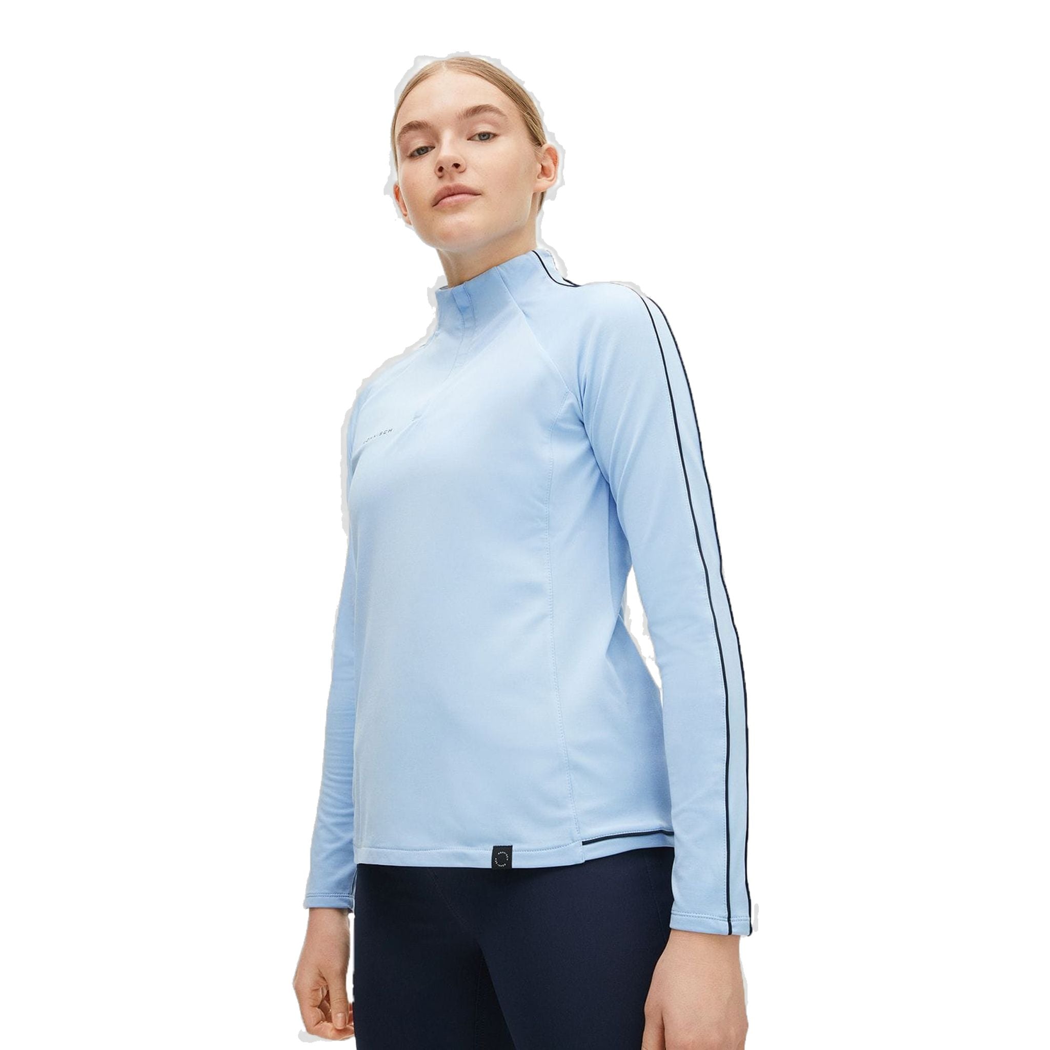 Pull de golf Röhnisch Serena à demi-zip bleu poudre pour femme