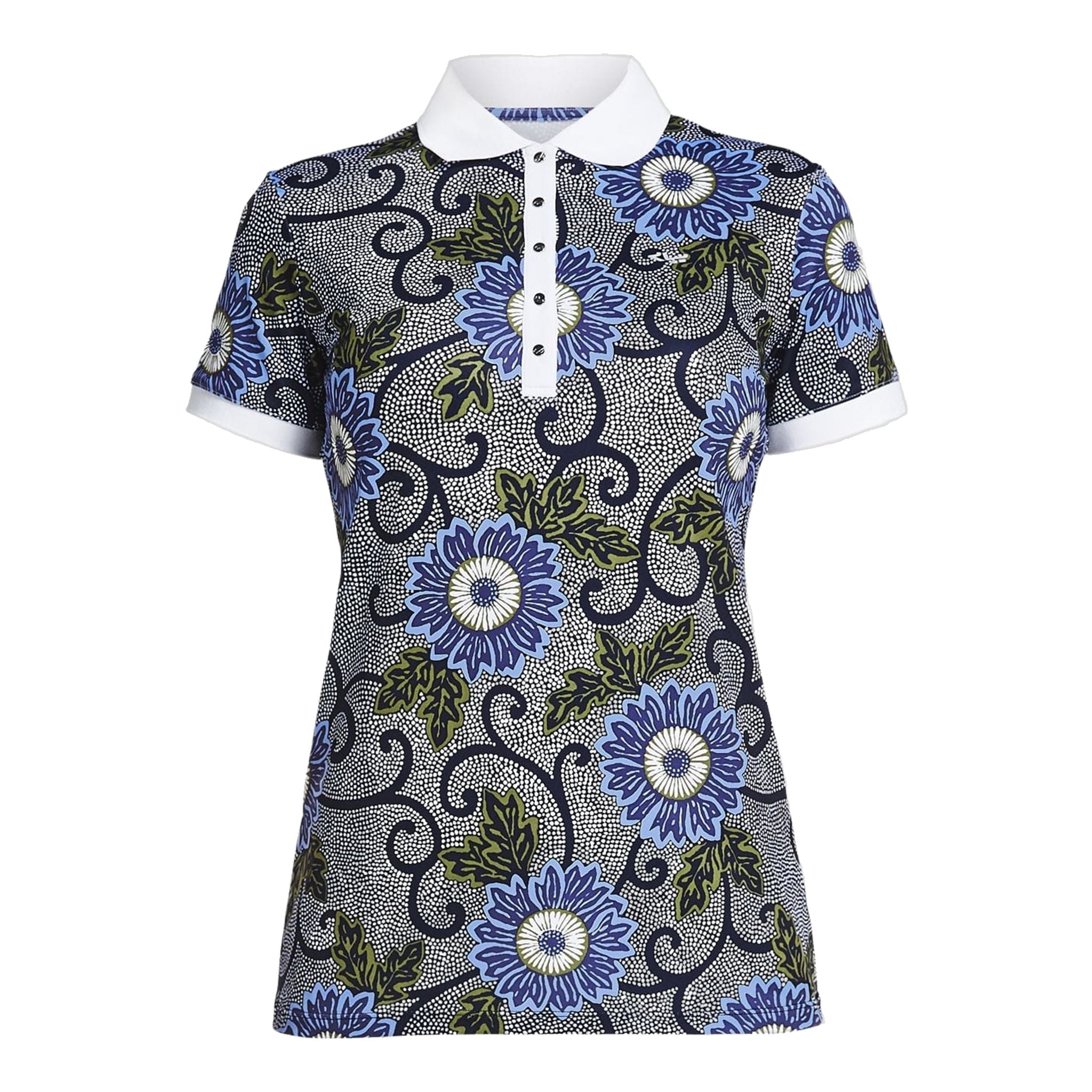 Röhnisch Polo AOP Bleu Massai Flower Femme