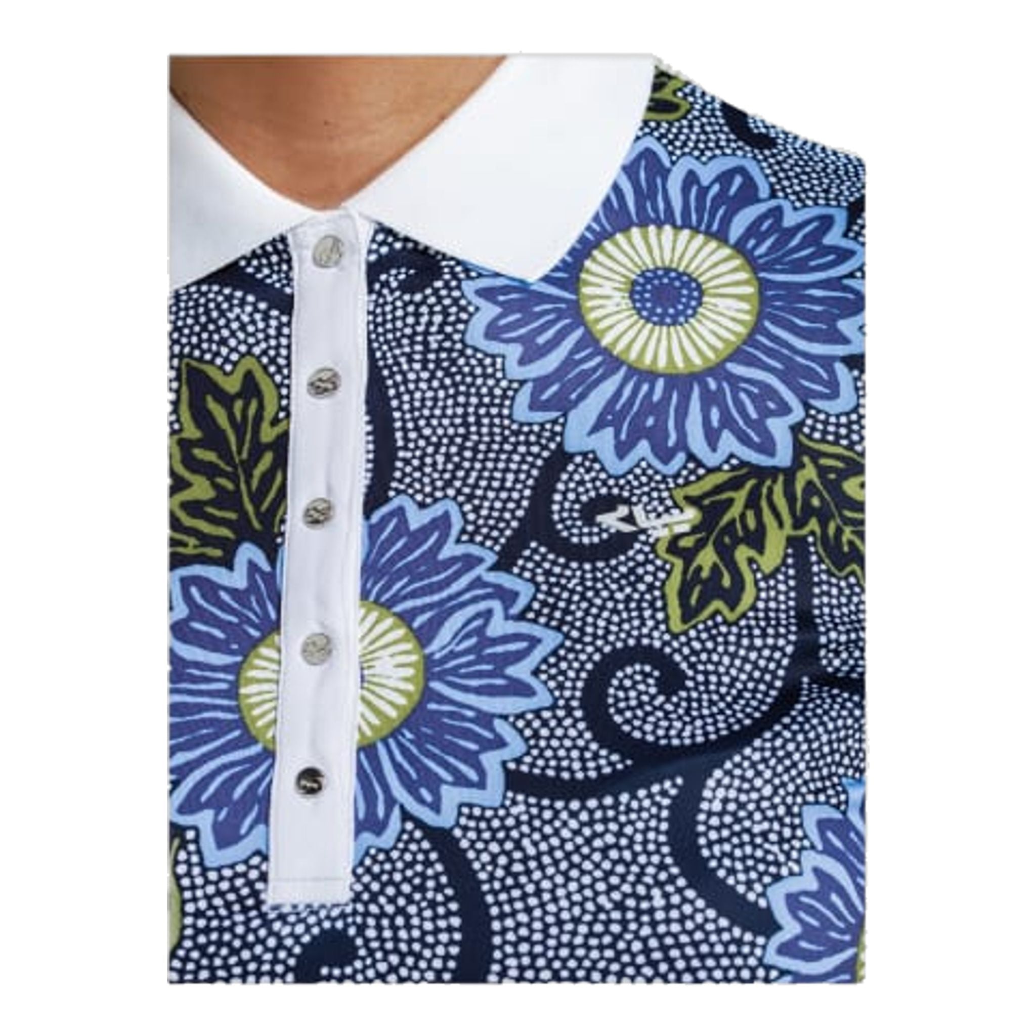 Röhnisch Polo AOP Bleu Massai Flower Femme