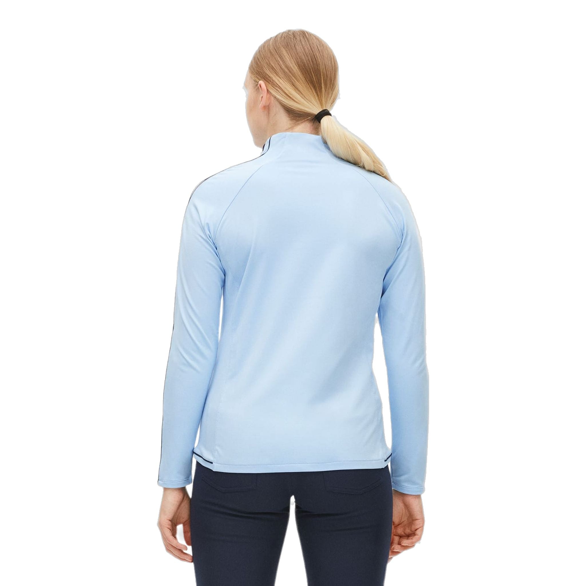 Pull de golf Röhnisch Serena à demi-zip bleu poudre pour femme
