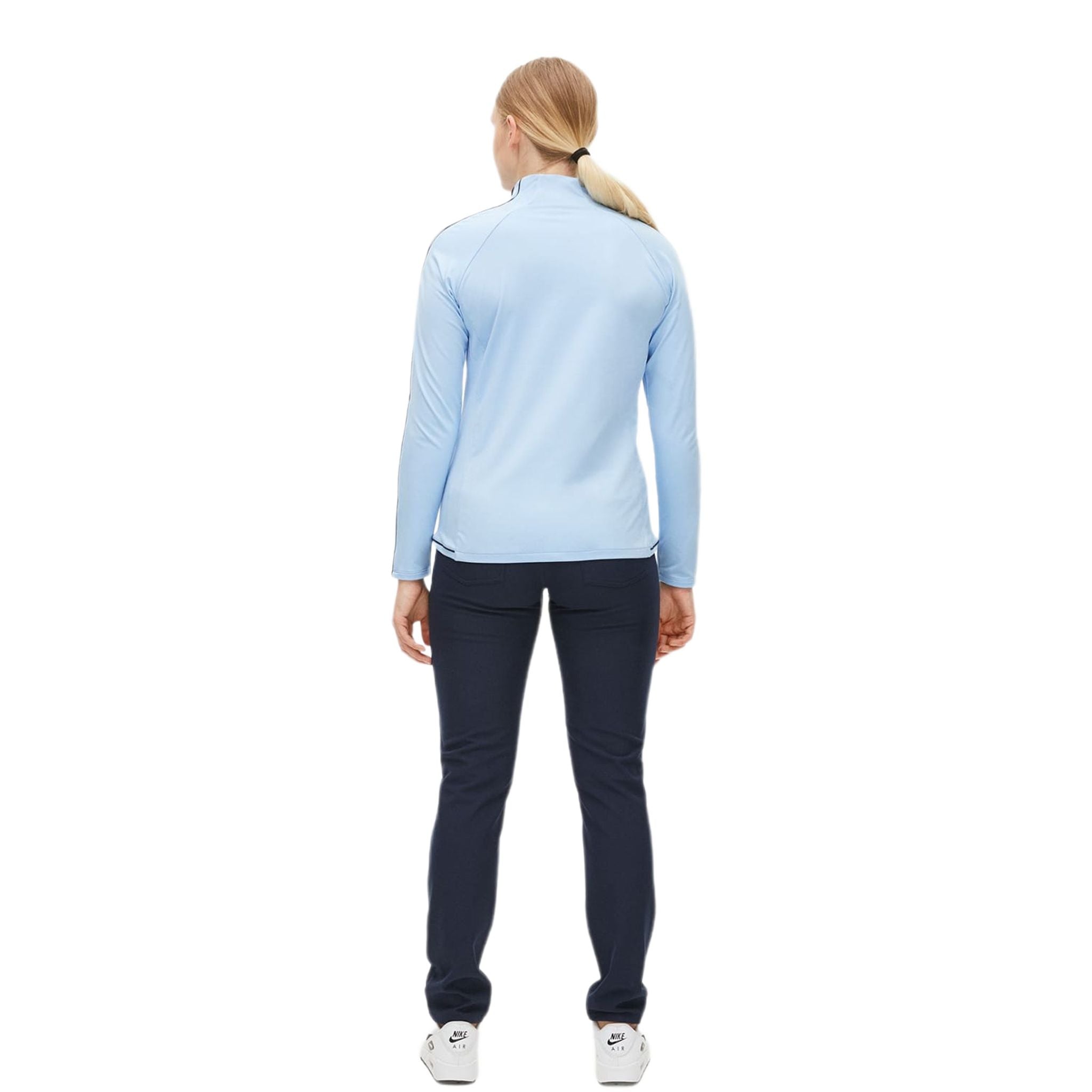 Pull de golf Röhnisch Serena à demi-zip bleu poudre pour femme