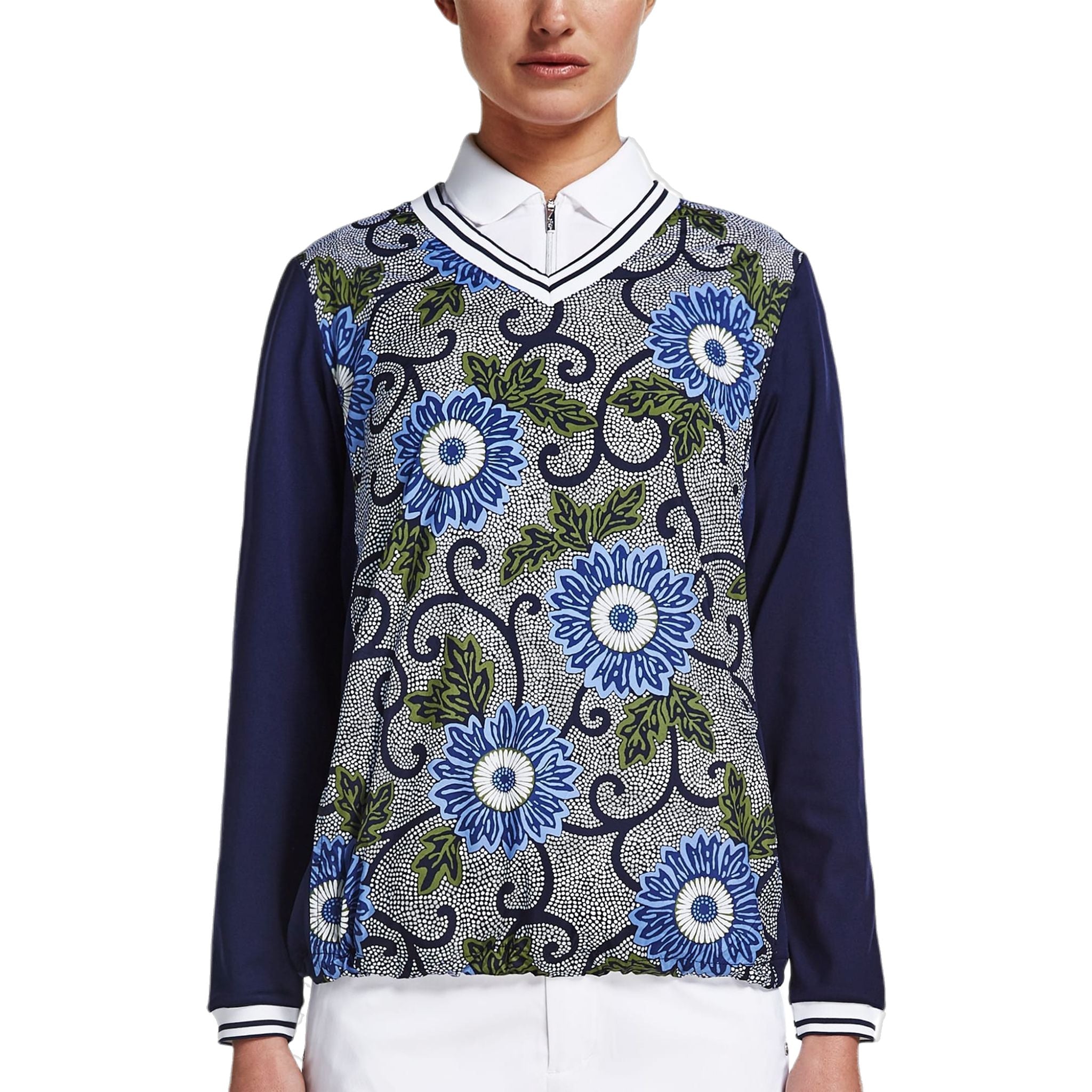 Röhnisch Pull Swing Bleu Massai Flower Femme