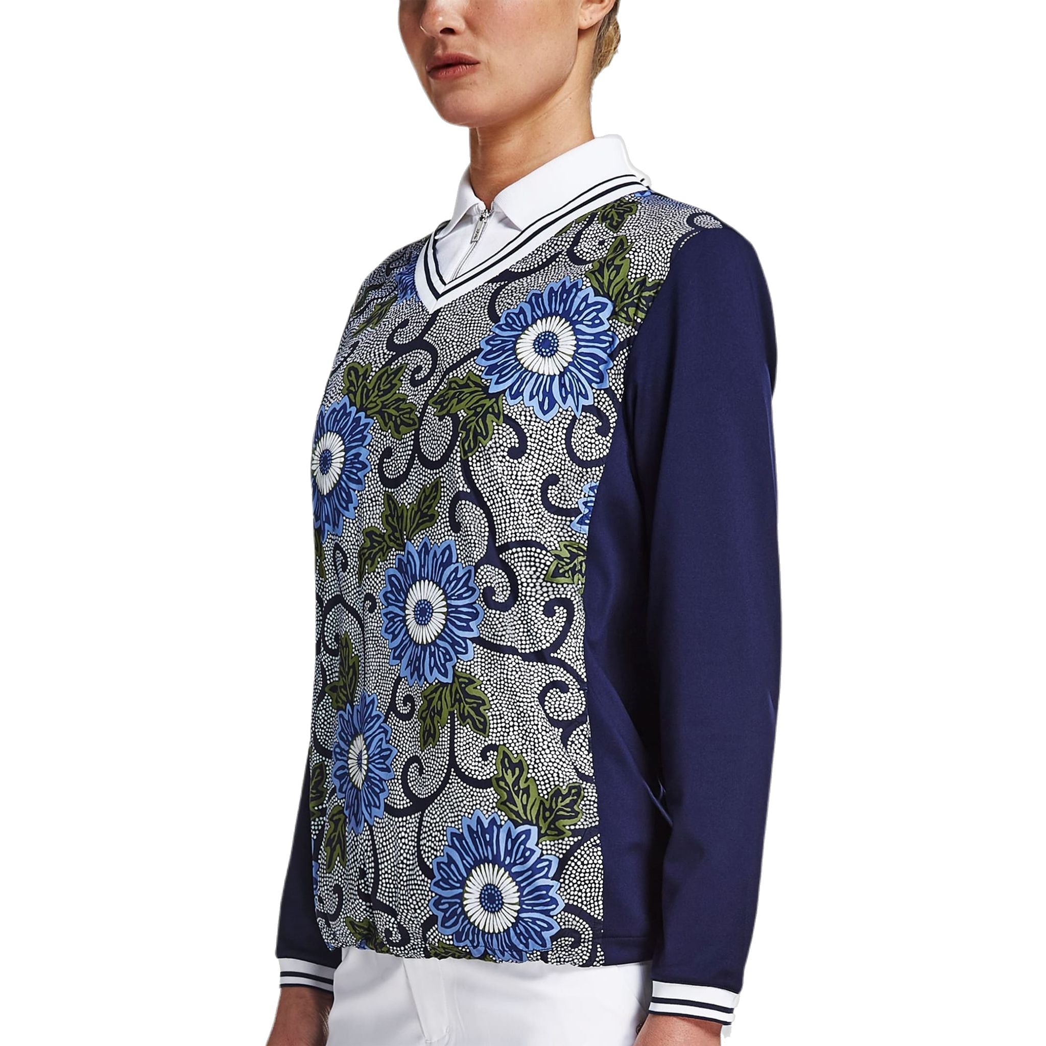 Röhnisch Pull Swing Bleu Massai Flower Femme