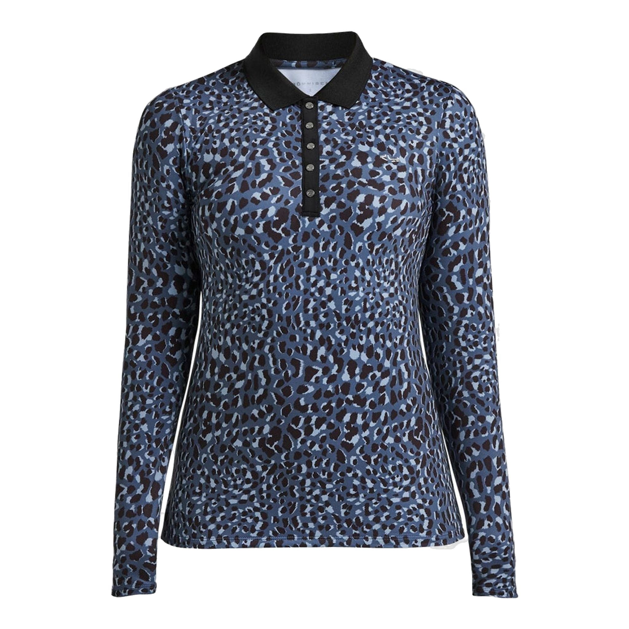 Polo Röhnisch à pois, manches longues, bleu poussiéreux, femme