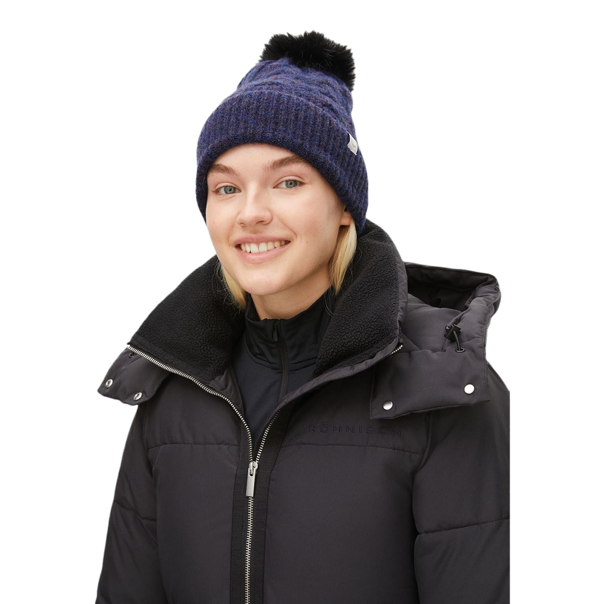 Bonnet Röhnisch Pom Braid Marine Femme
