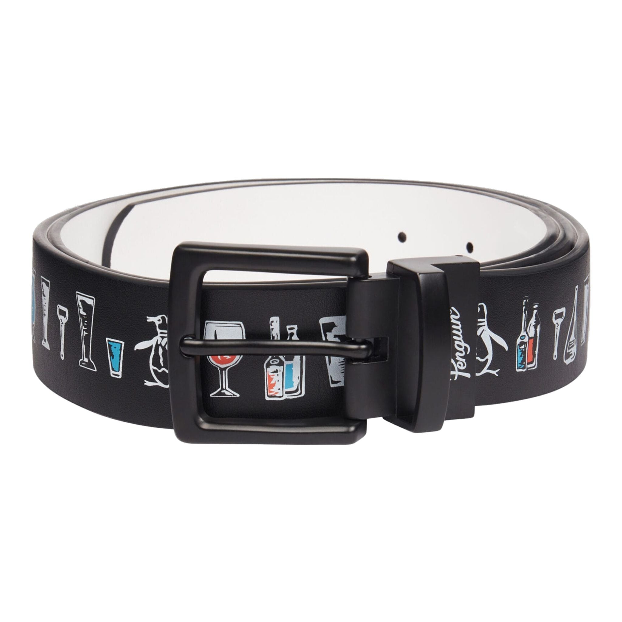 Ceinture imprimée Original Penguin Have A Beer pour homme, blanc éclatant.