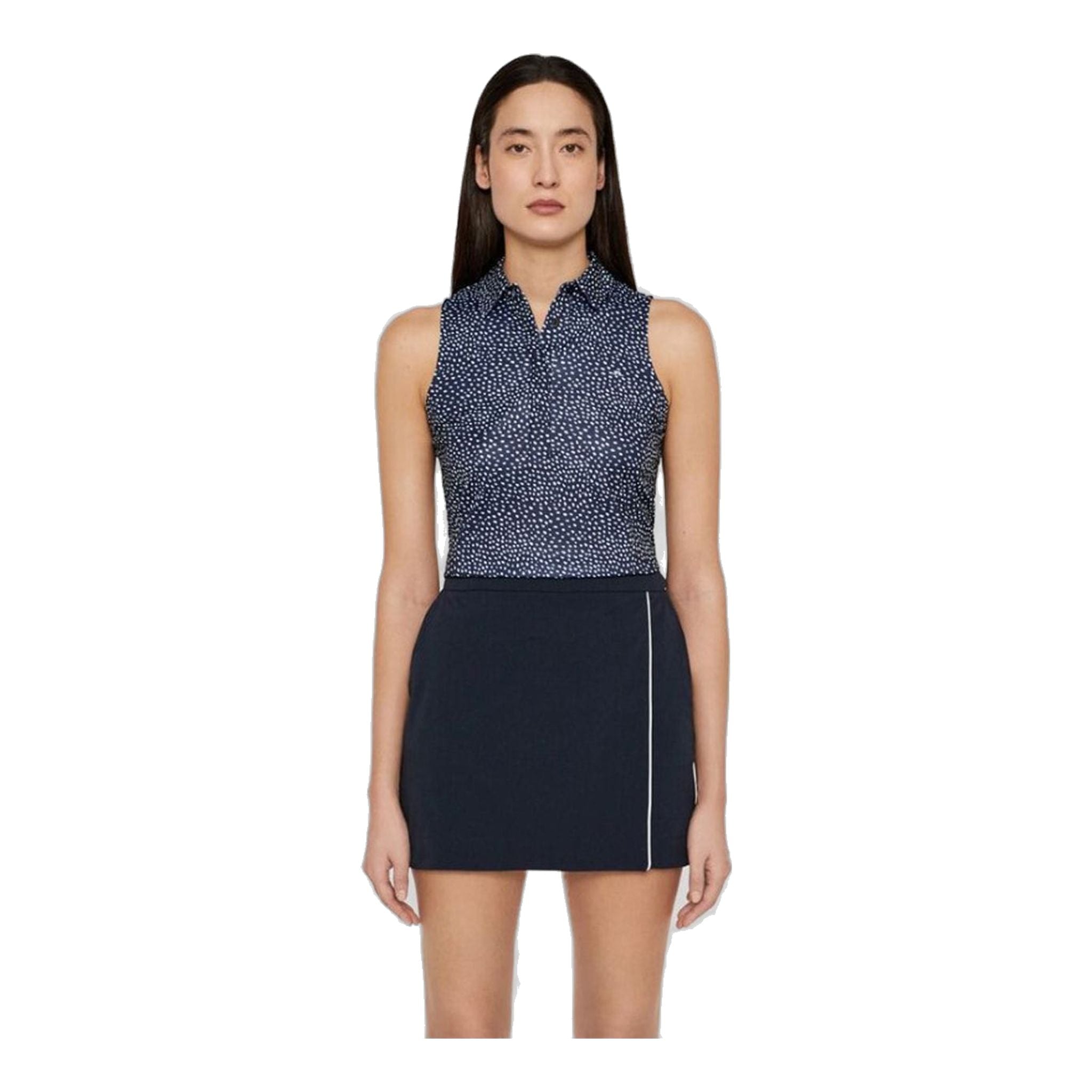 Polo J. Lindeberg W Dena Print-TX Jersey SL Blanc à pois Femme