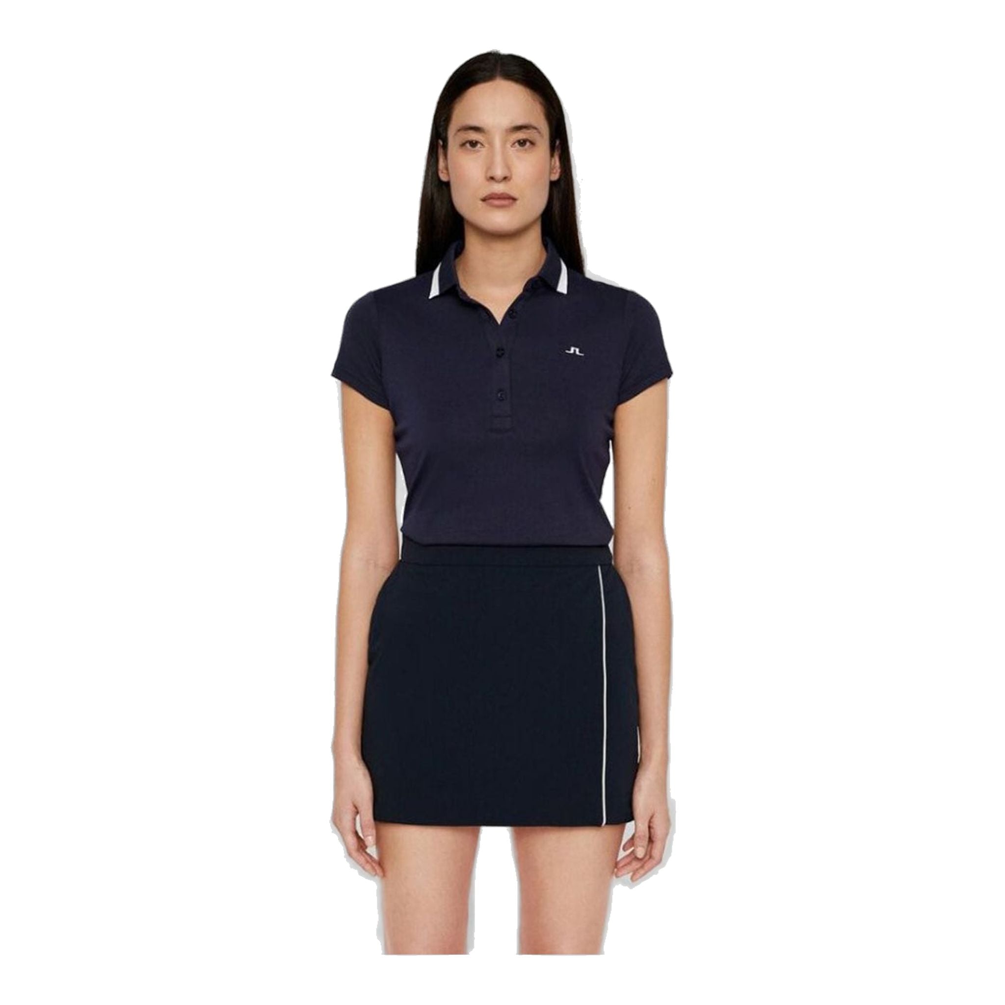 J. Lindeberg W Alve-Cotton Poly Polo Marine Mélange Femme