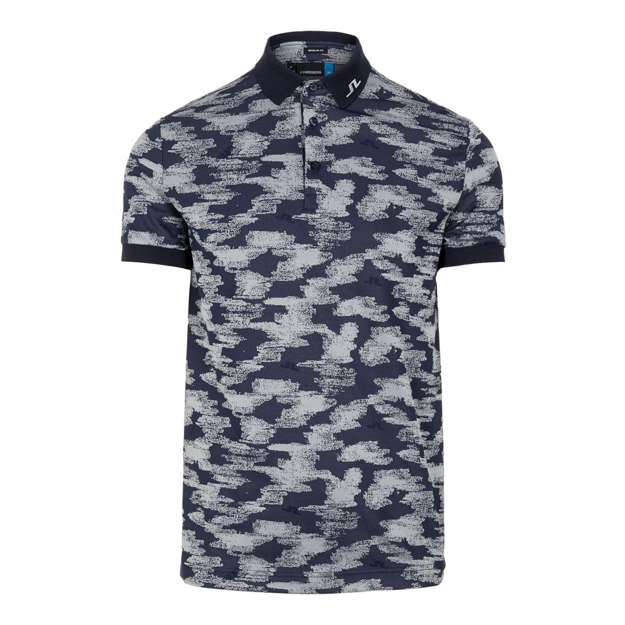 J. Lindeberg M KV Jacquard Reg Fit-TX Jaqua Polo Camou Gris Homme