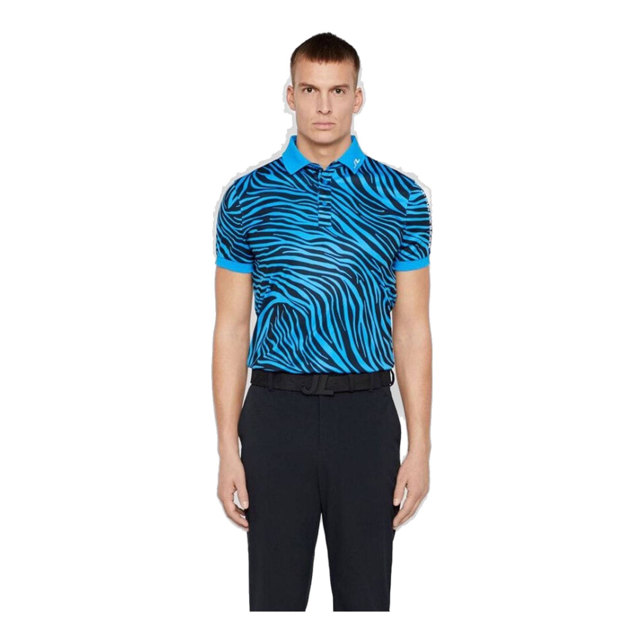 J. Lindeberg M Tour Tech Print Slim Fit-TX Polo Zebra Worl Blu Homme