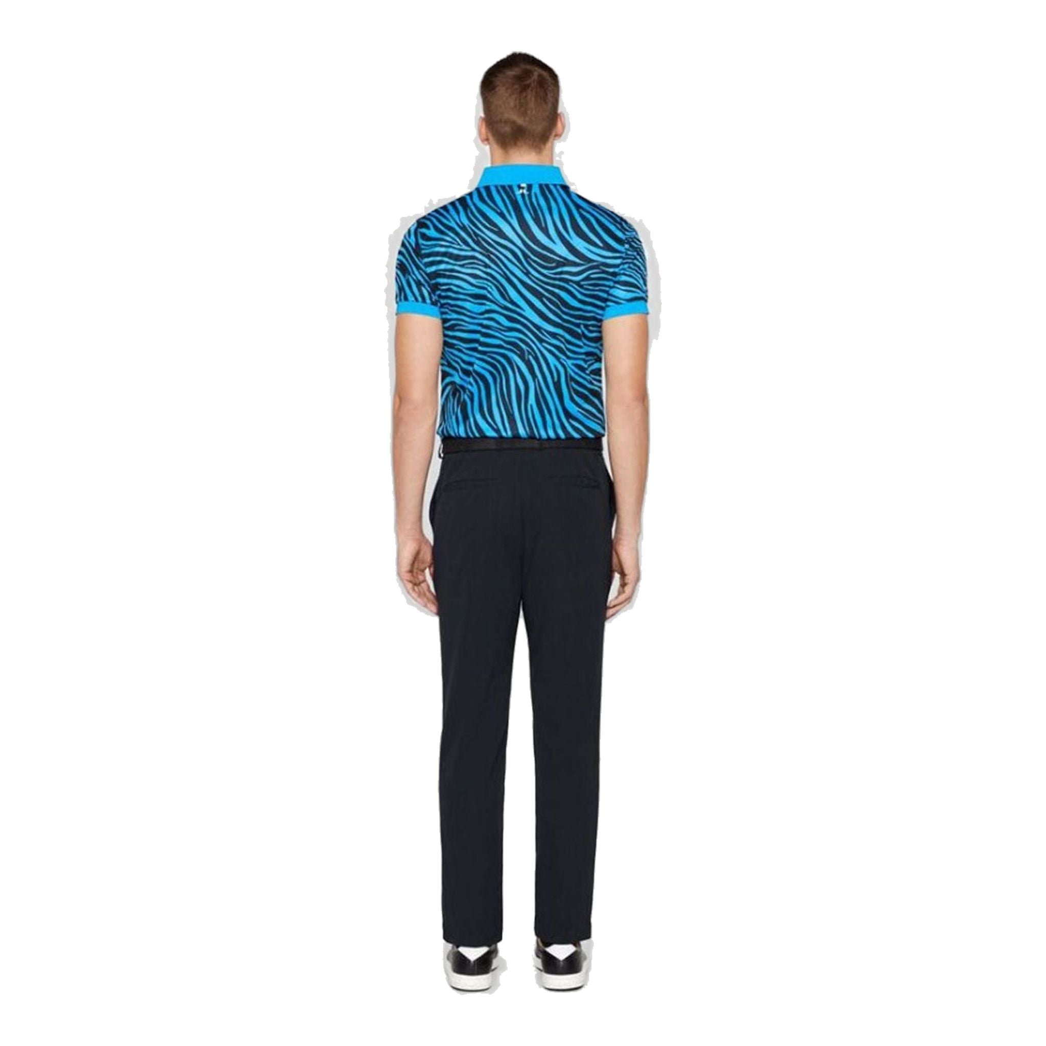 J. Lindeberg M Tour Tech Print Slim Fit-TX Polo Zebra Worl Blu Homme