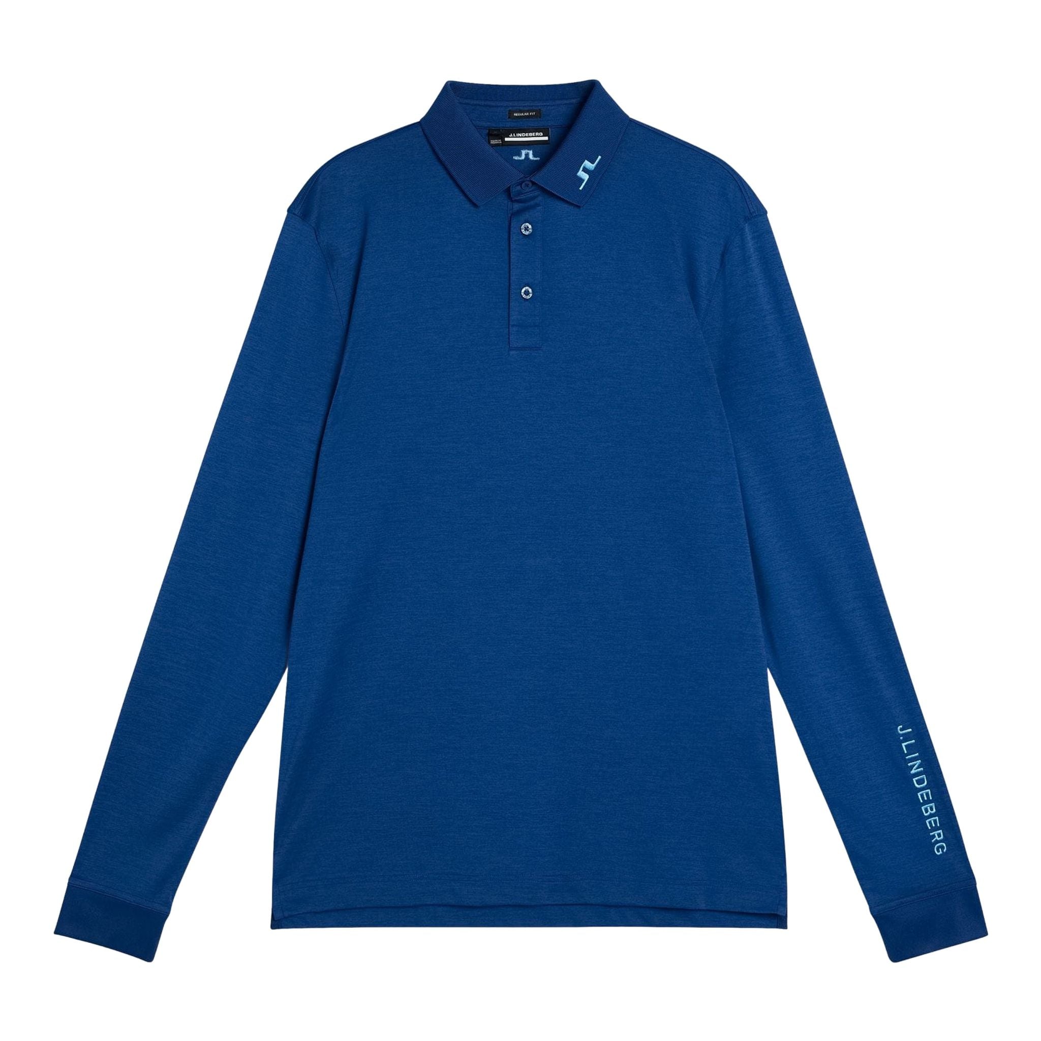 T-shirt technique à manches longues J. Lindeberg Tour Tech pour homme, bleu chiné