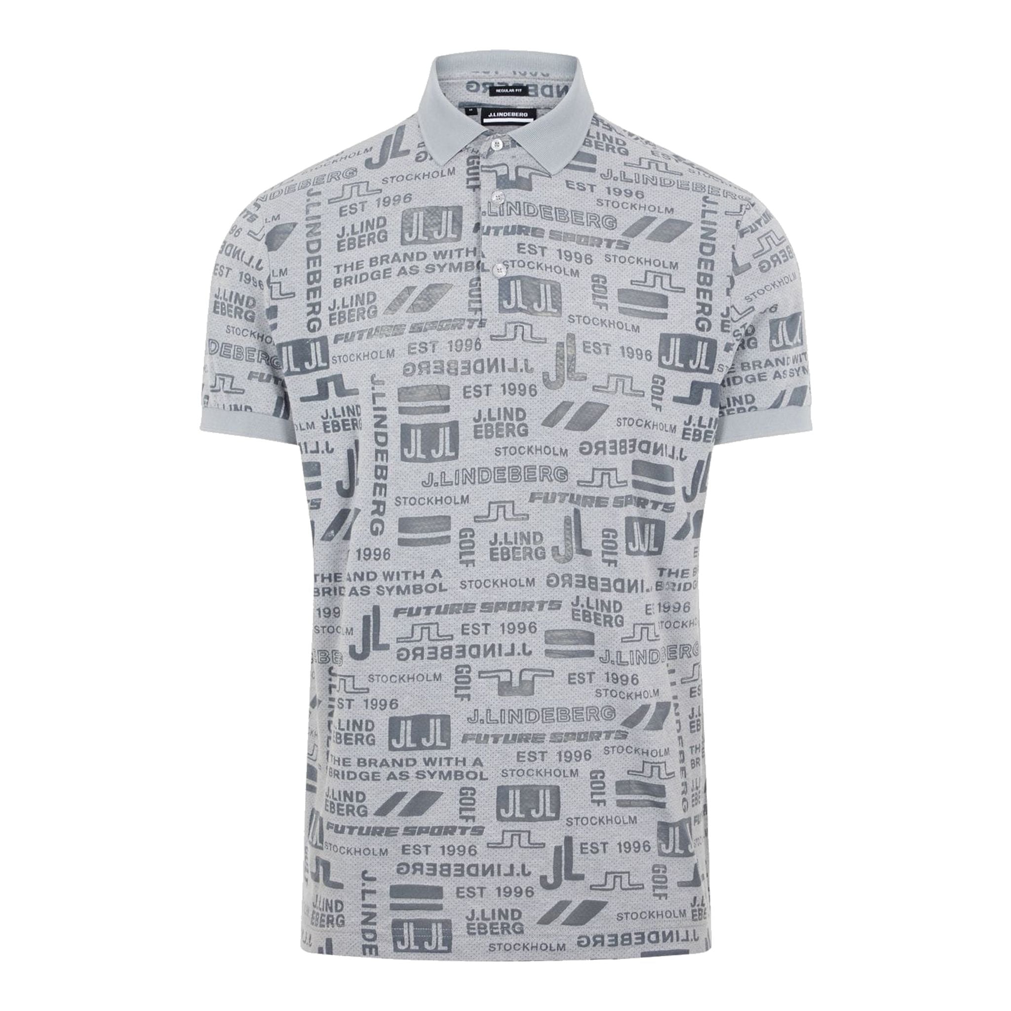 Polo J. Lindeberg M Kv Regular Fit SS Print JL Future Gray Homme