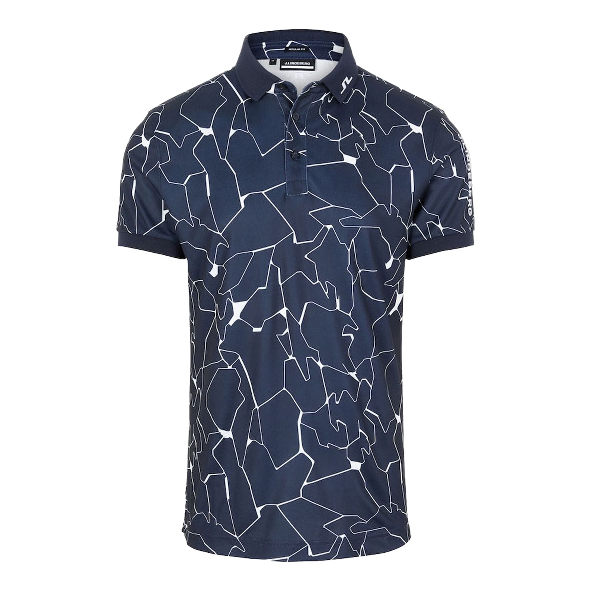 Polo J. Lindeberg M Tour Tech coupe régulière imprimé manches courtes fente marine homme