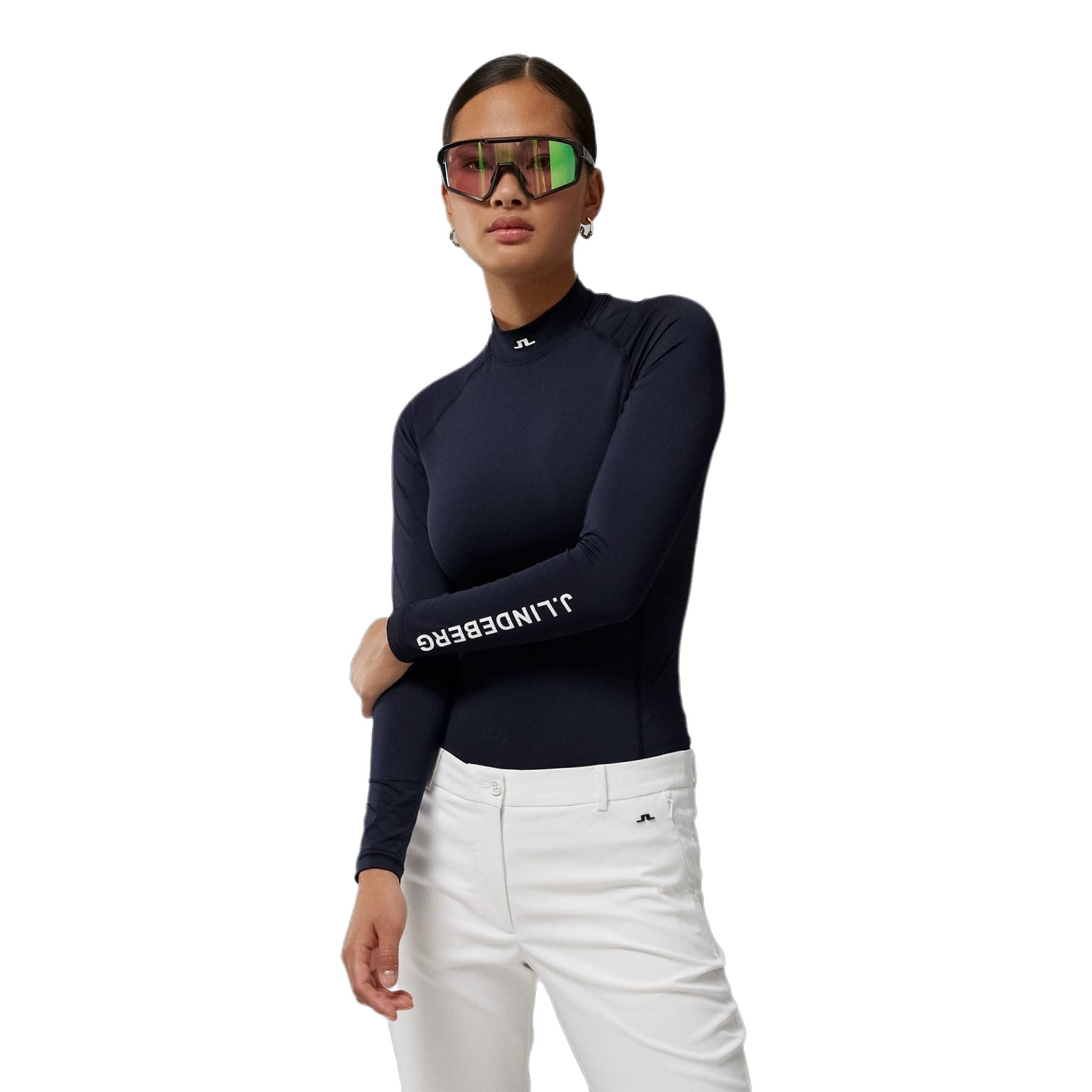 Haut de golf à compression souple J. Lindeberg Asa JL bleu marine pour femme