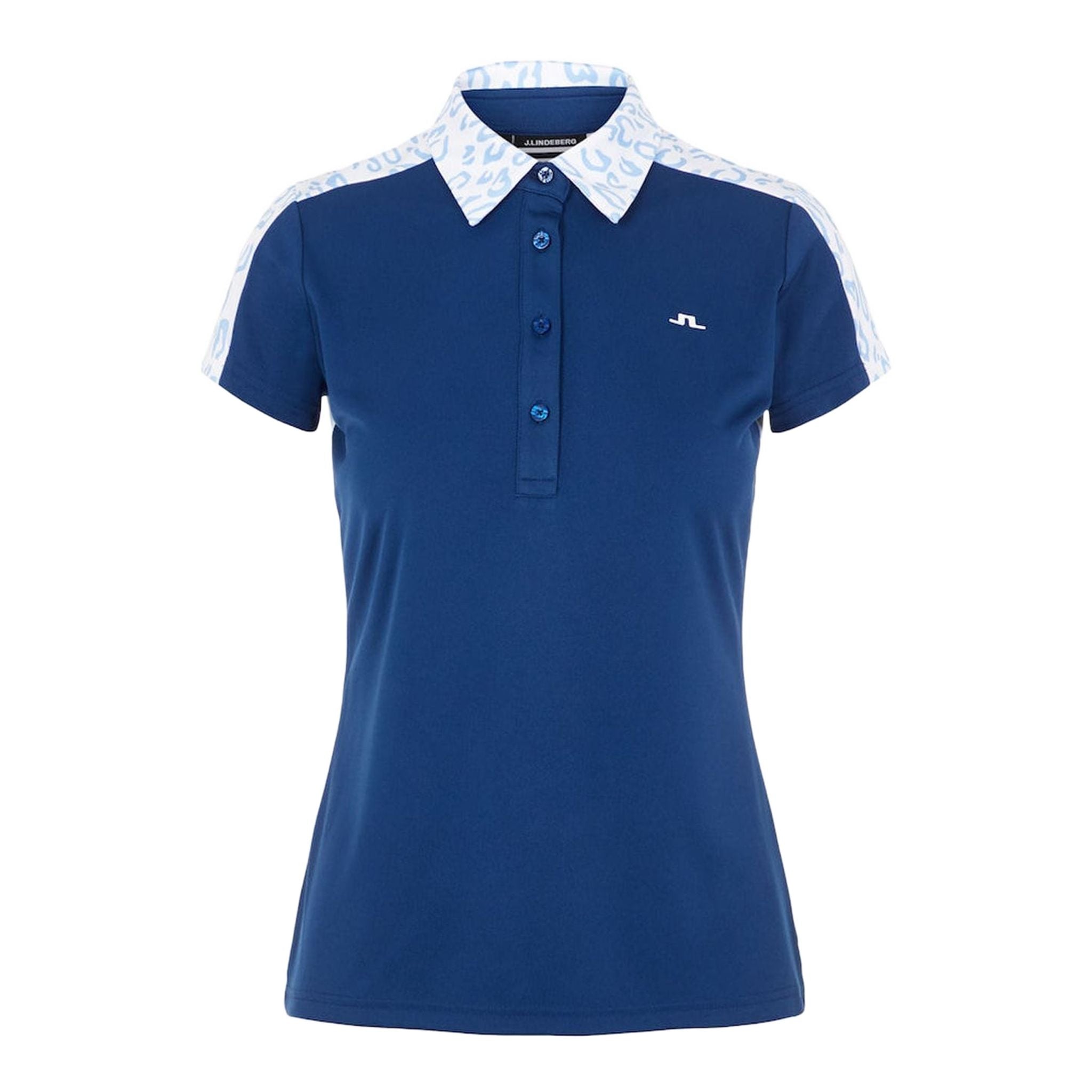 J. Lindeberg W Cara SS Polo Animal Bleu Blanc Femme
