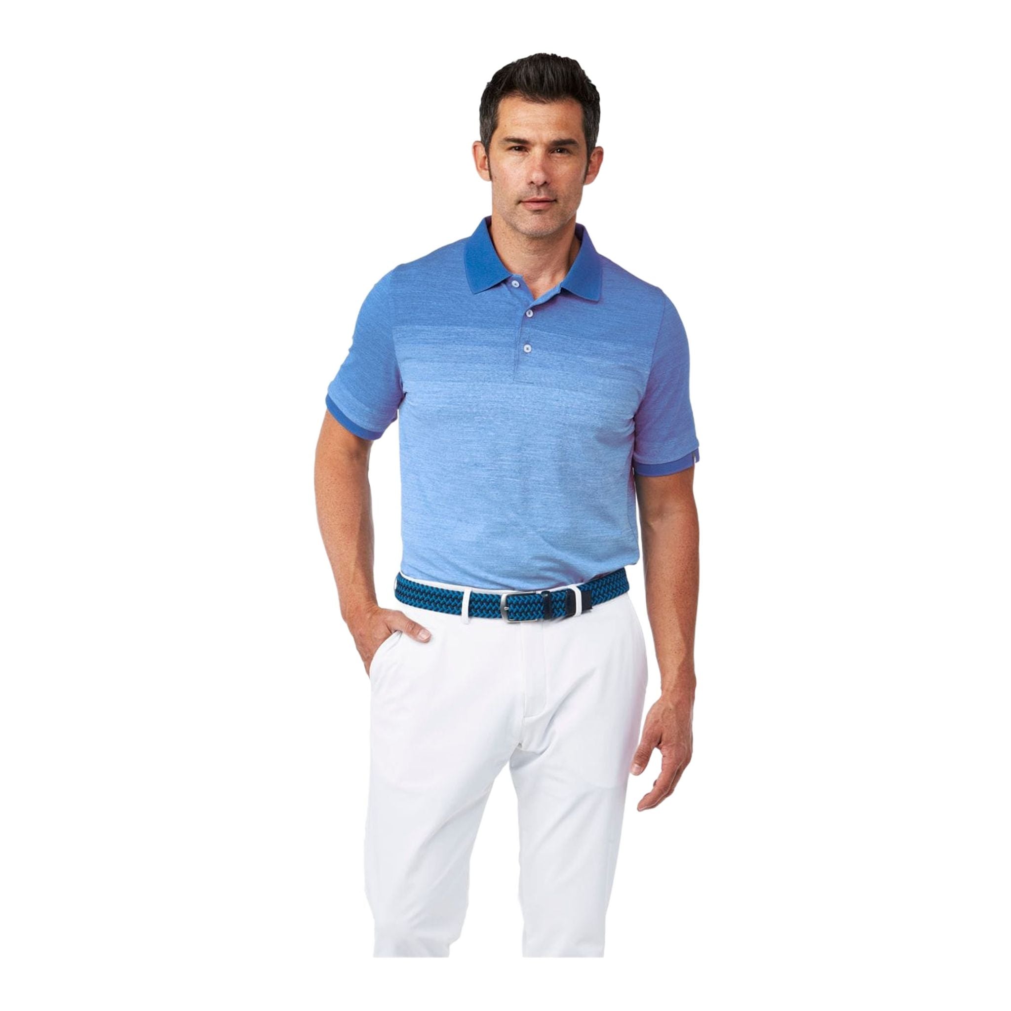 Kjus M Melange Fading SS Polo Strong Blue Mel Herren